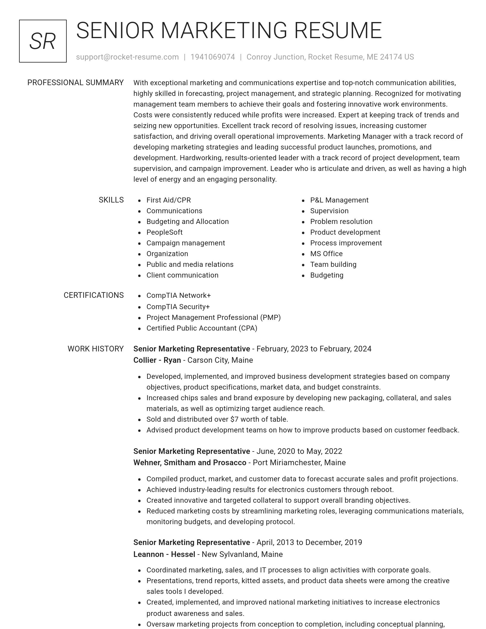 Renowned resume template