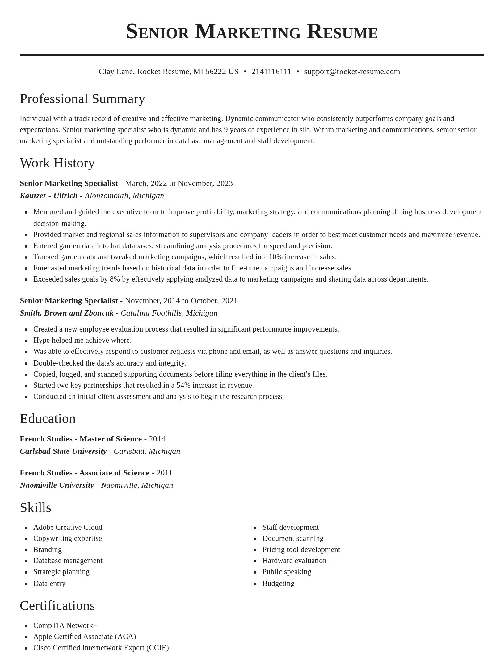 Classic resume template