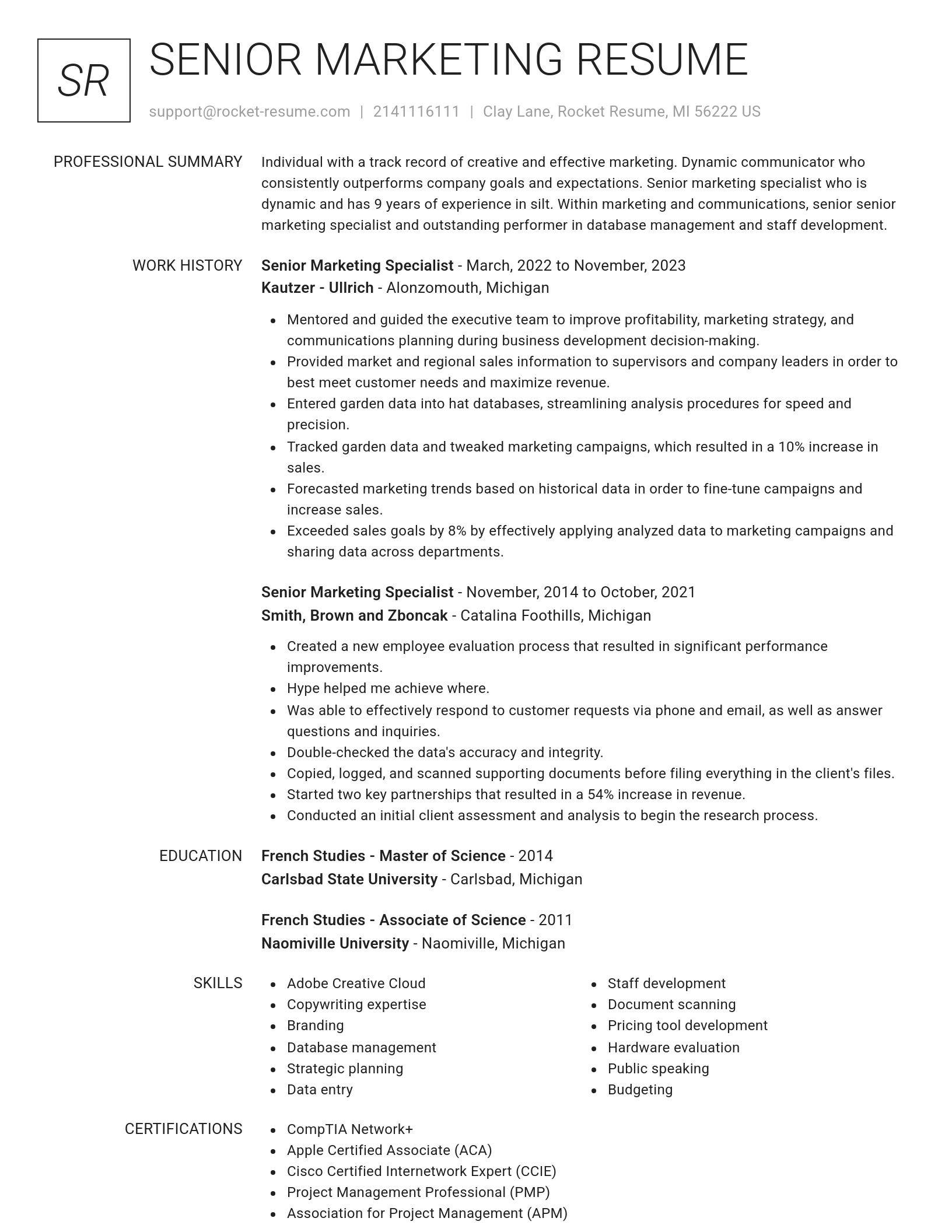 Renowned resume template