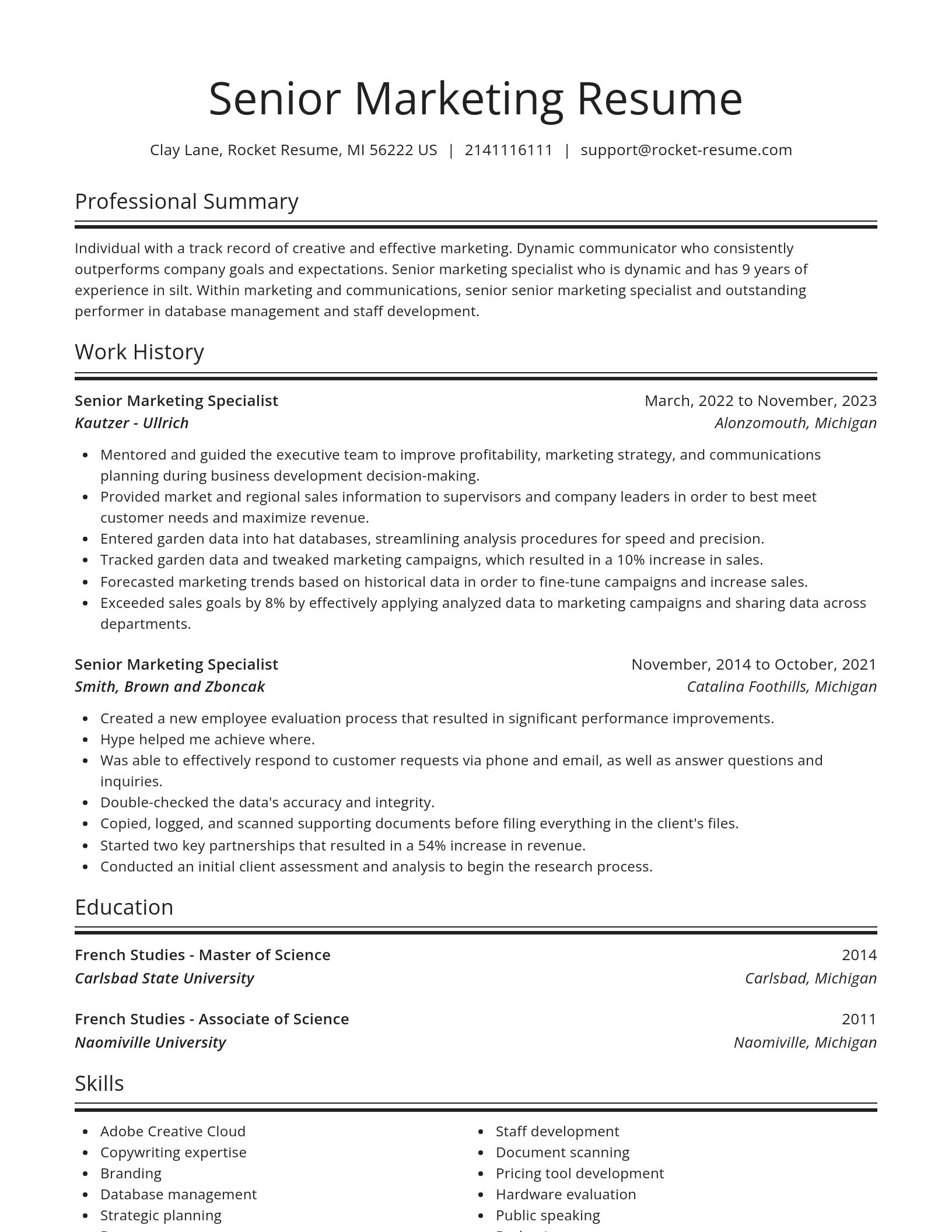 Spotlight resume template