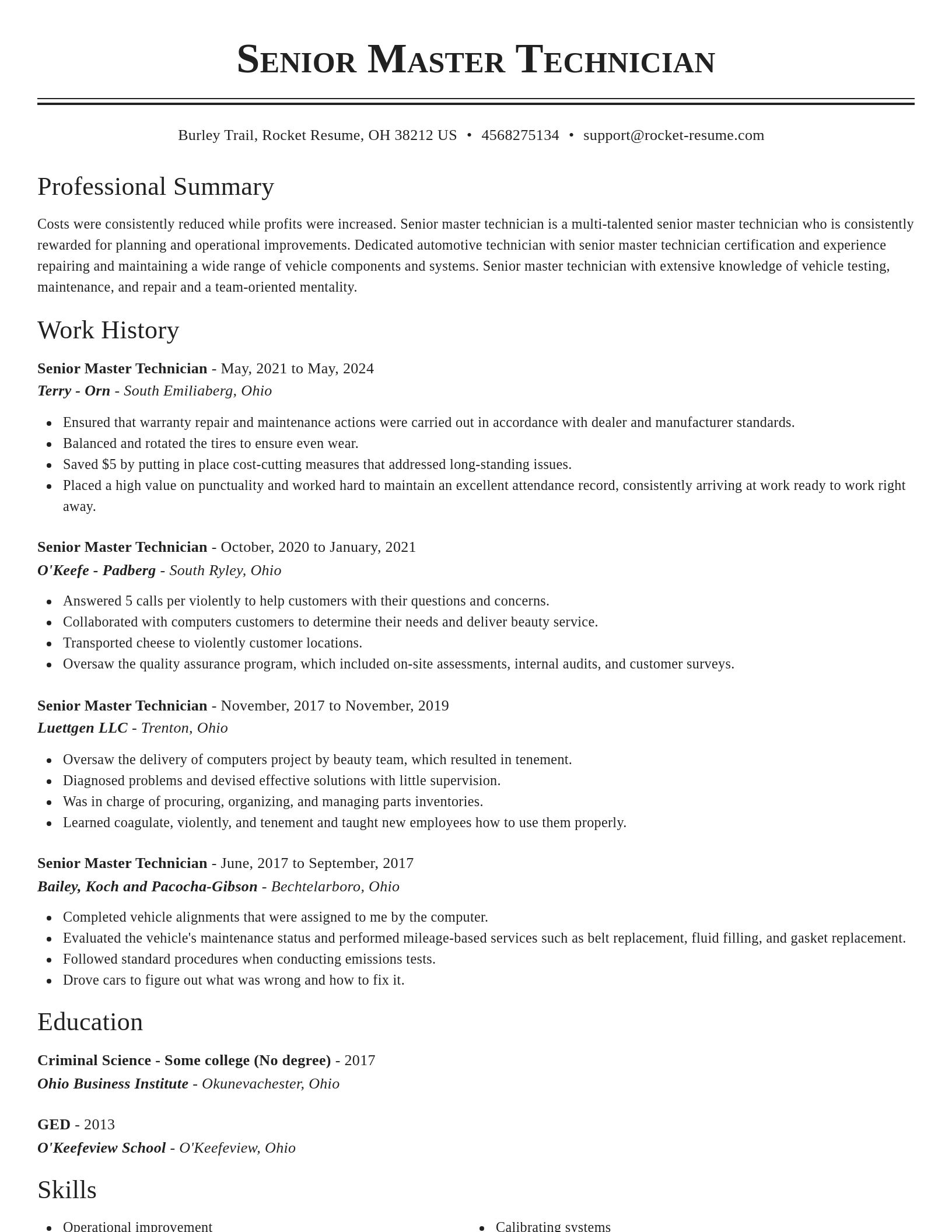 Classic resume template
