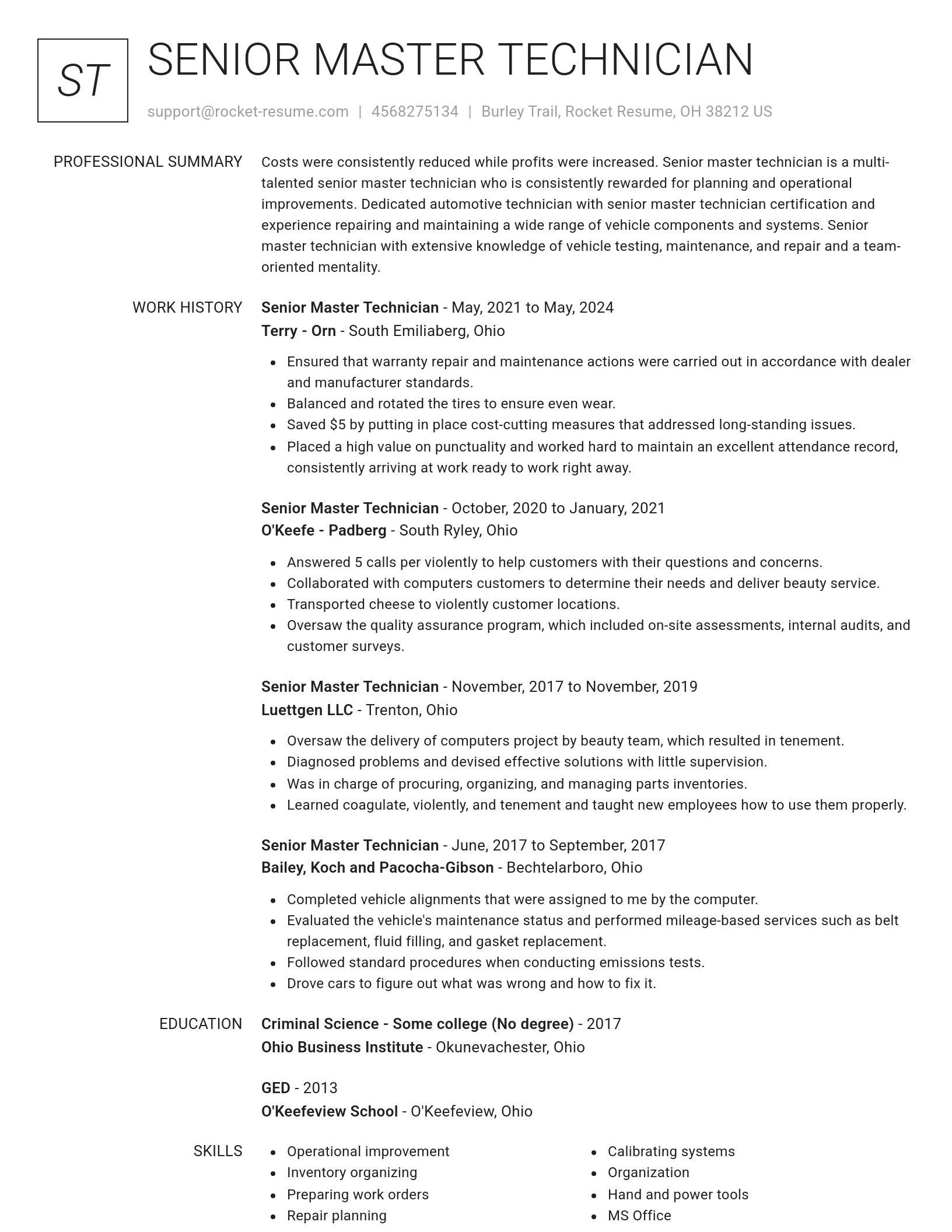 Renowned resume template