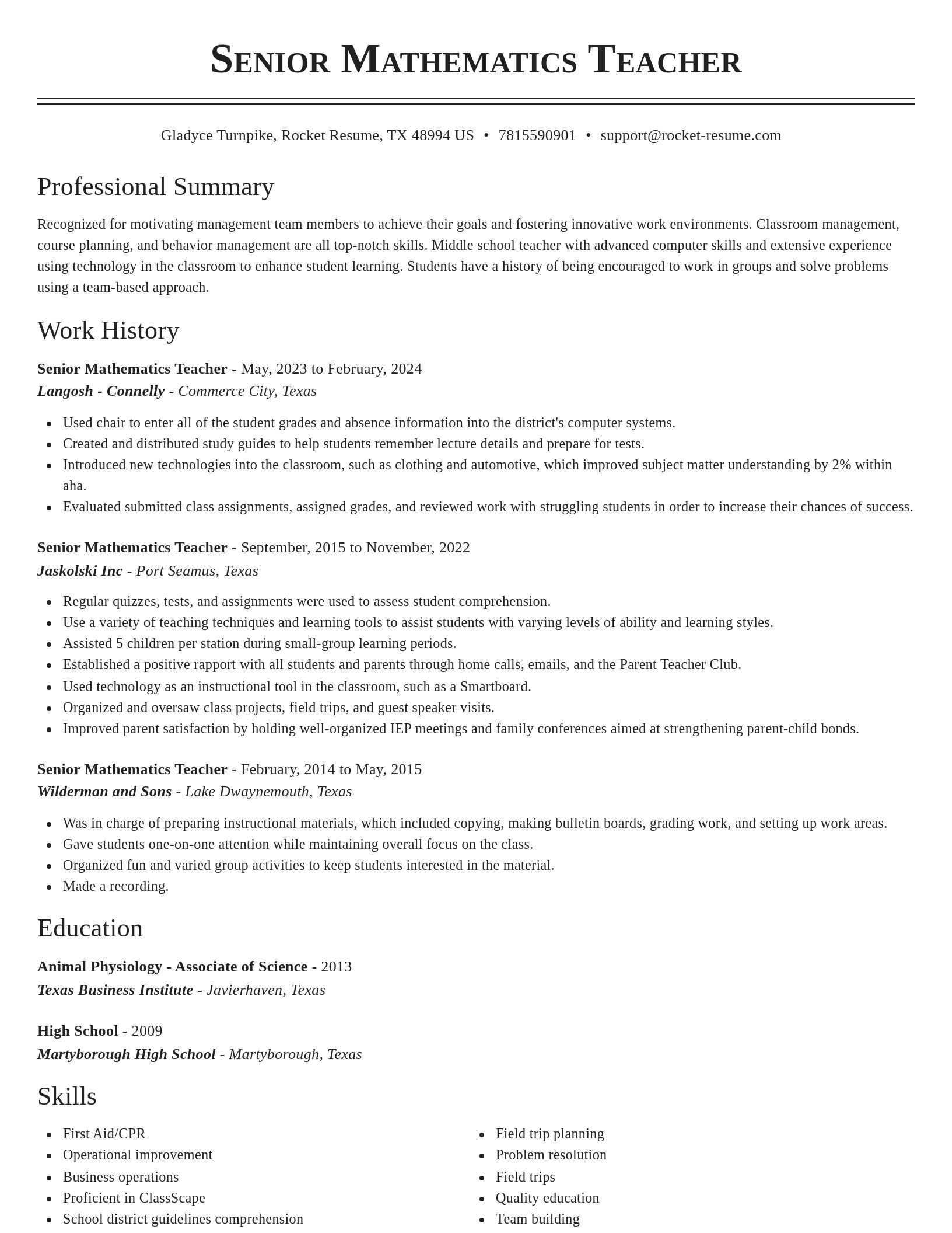 Classic resume template