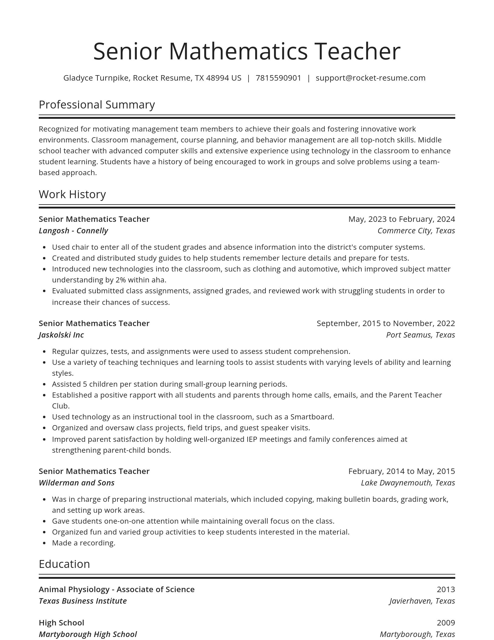 Spotlight resume template