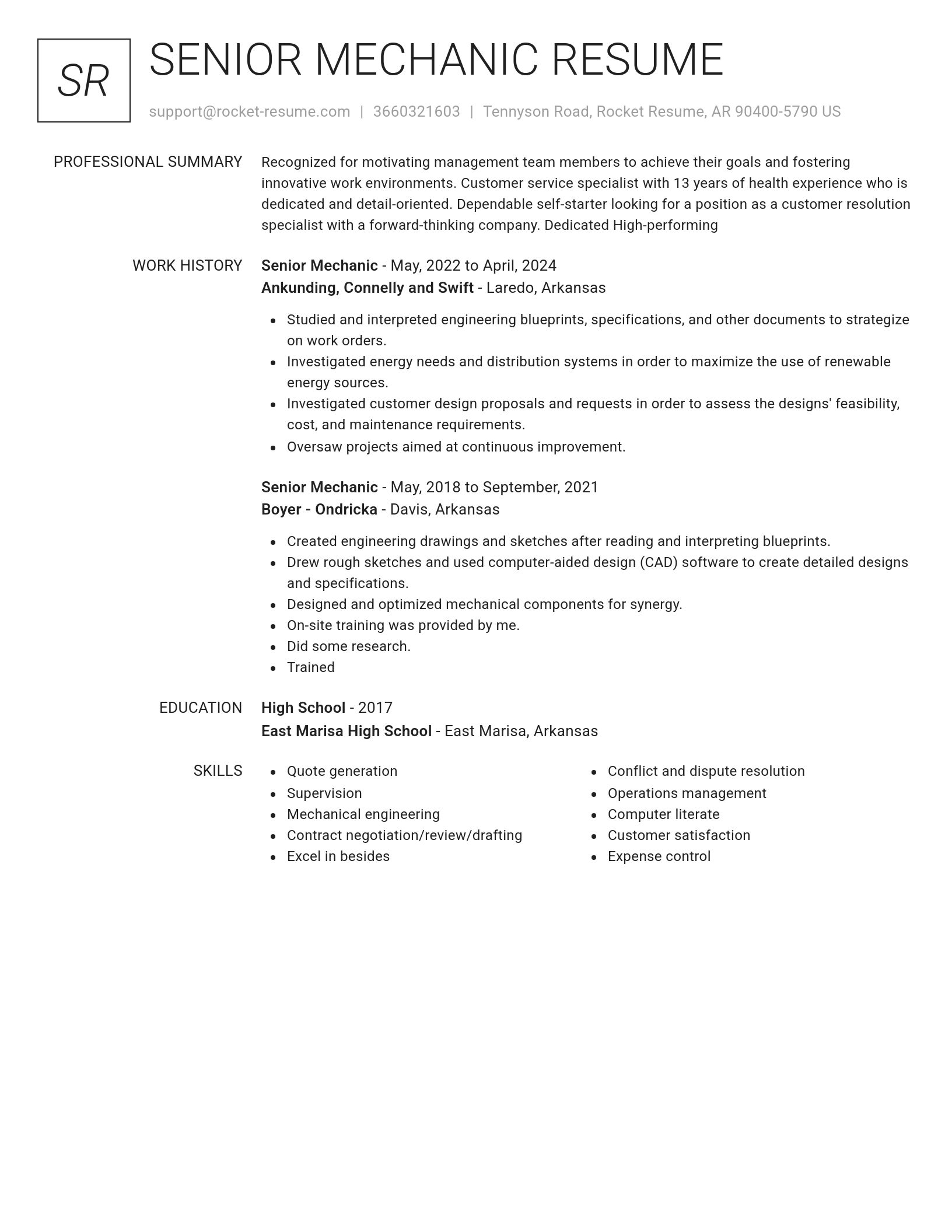 Renowned resume template