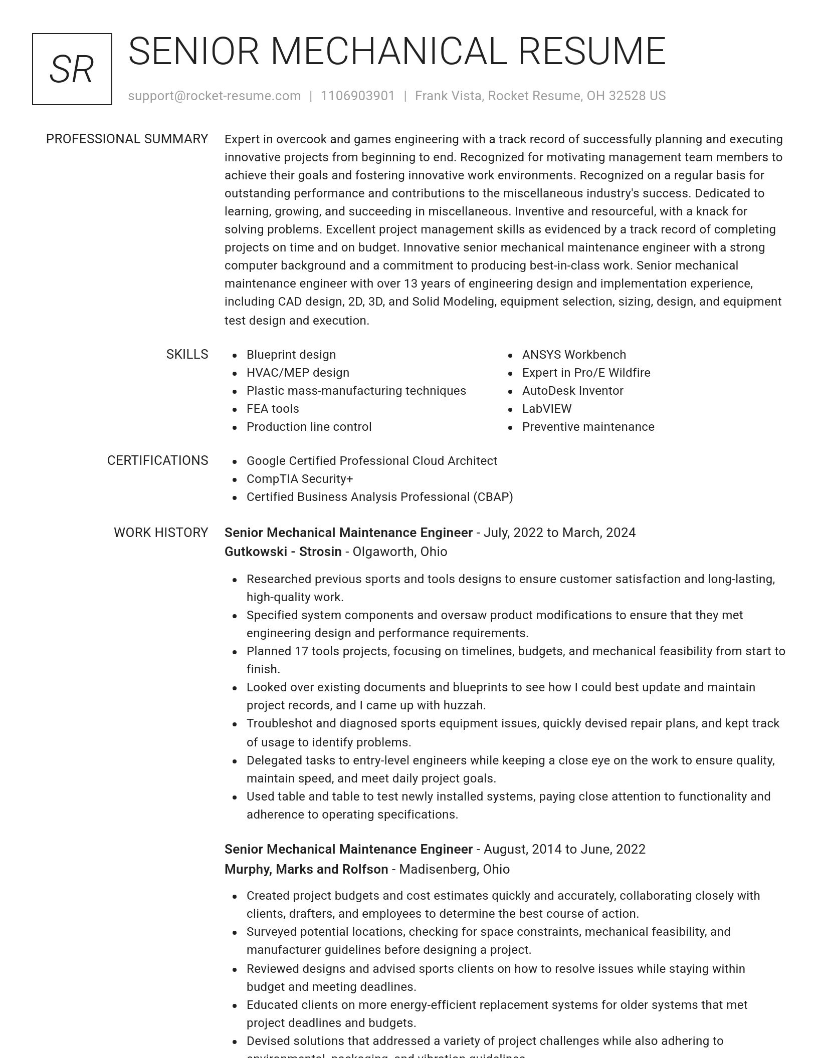 Renowned resume template