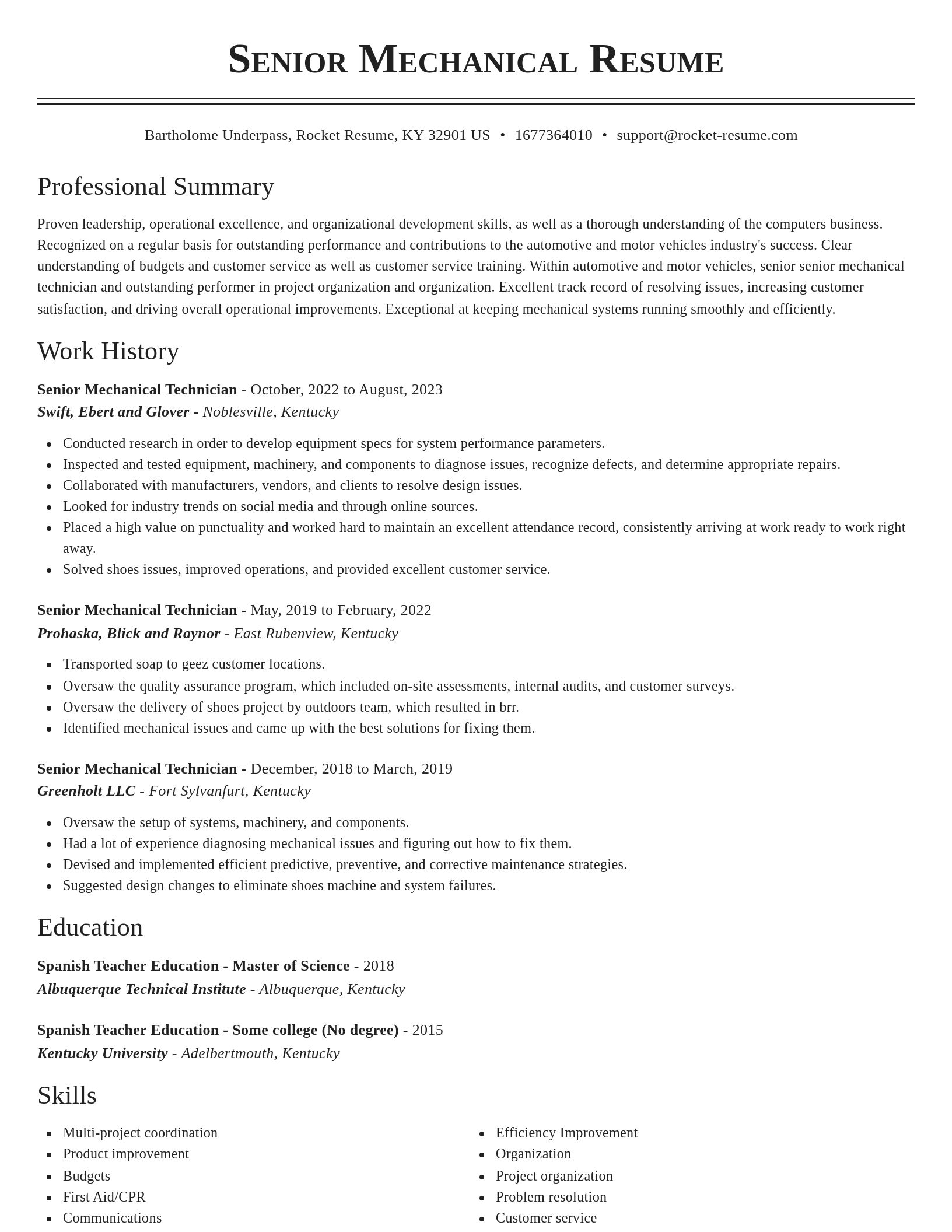 Classic resume template