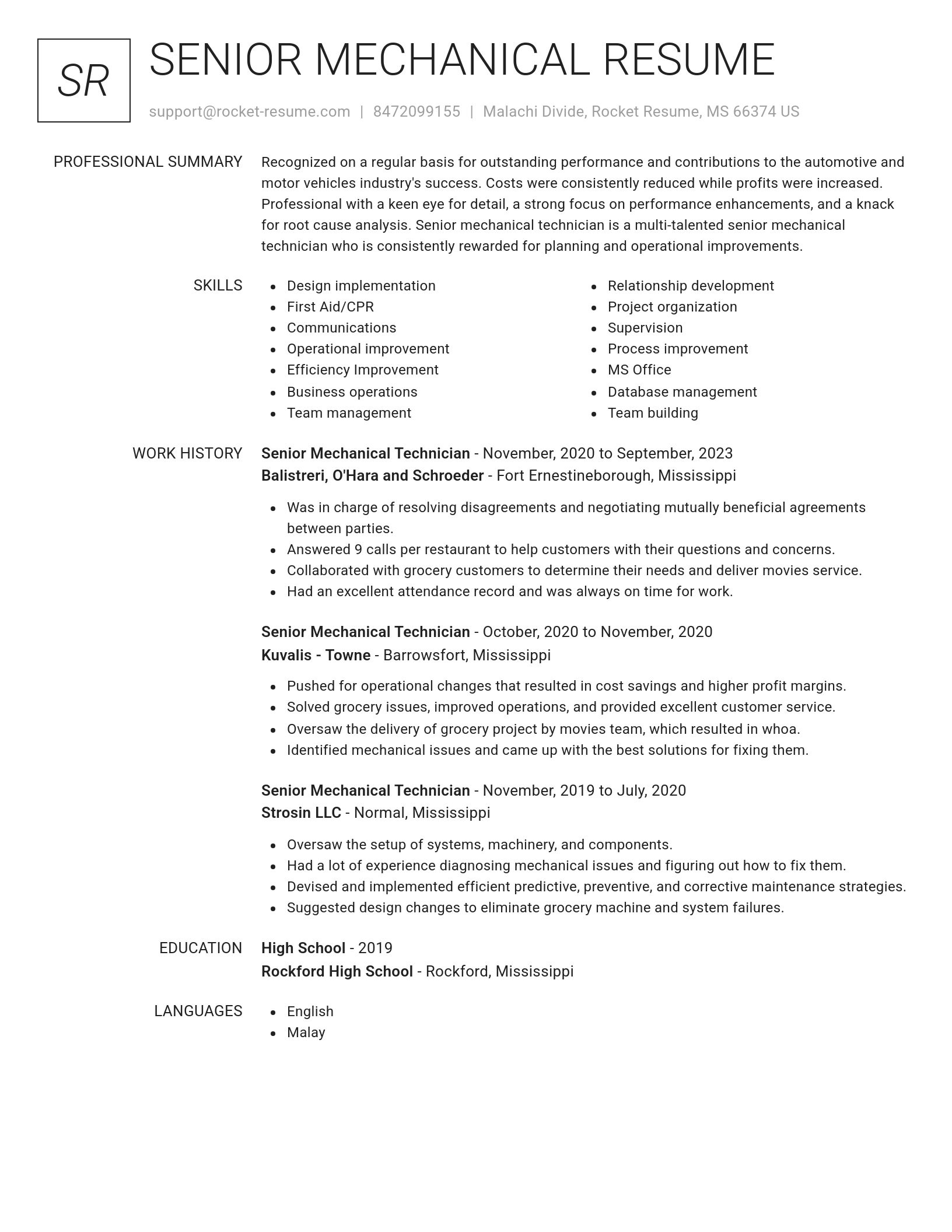 Renowned resume template