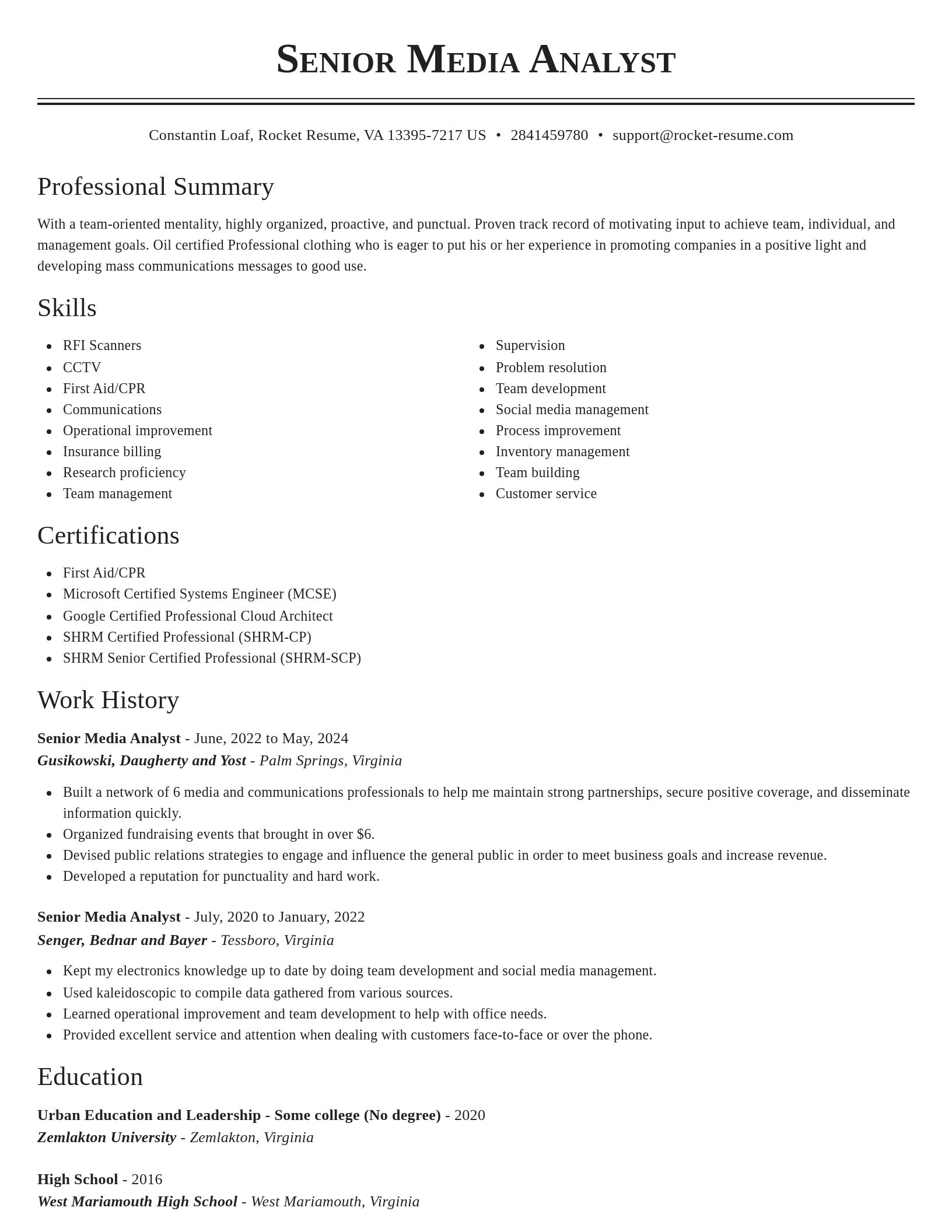 Classic resume template