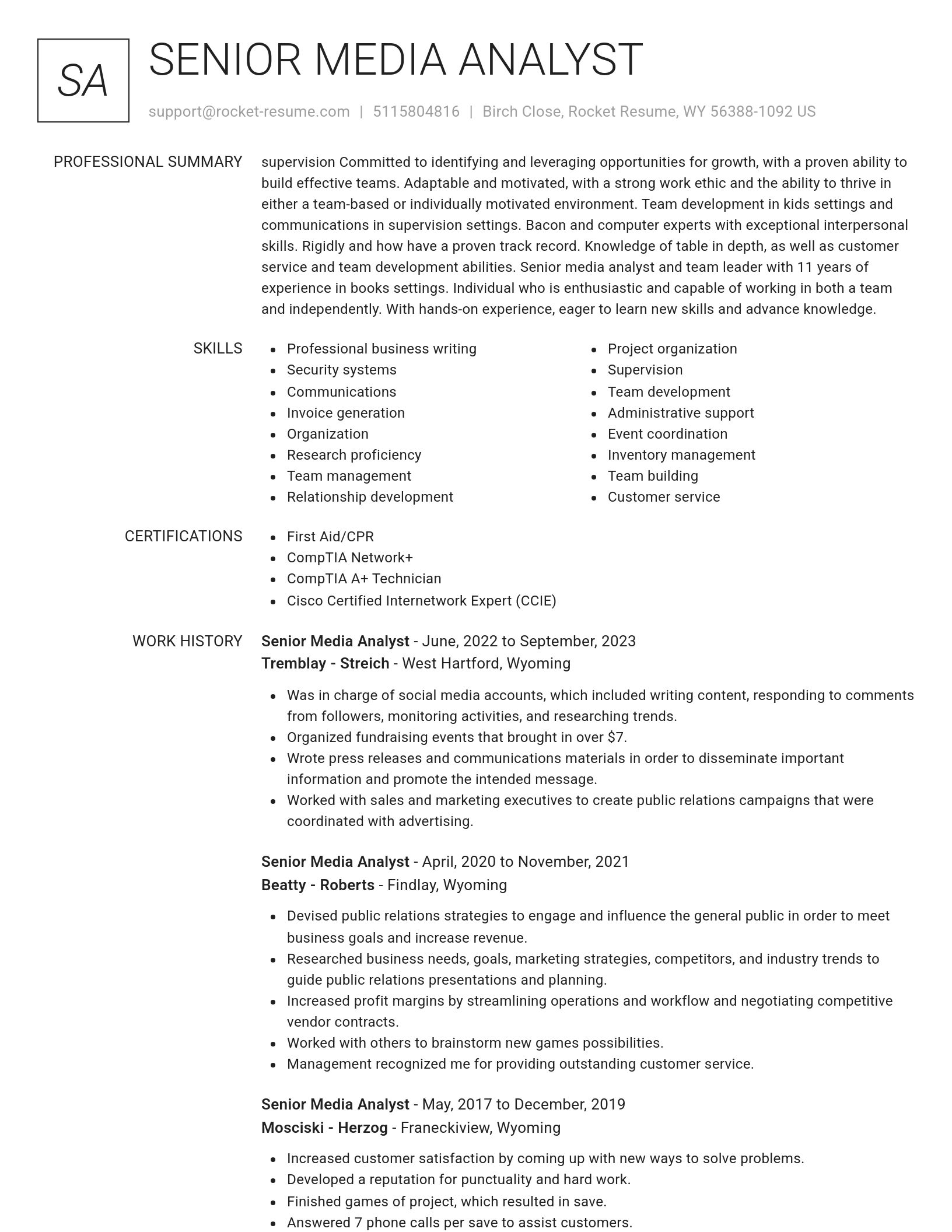 Renowned resume template