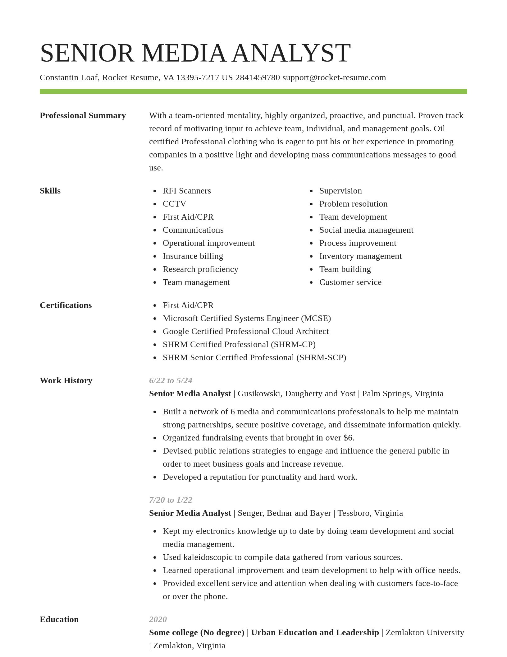 Smart resume template
