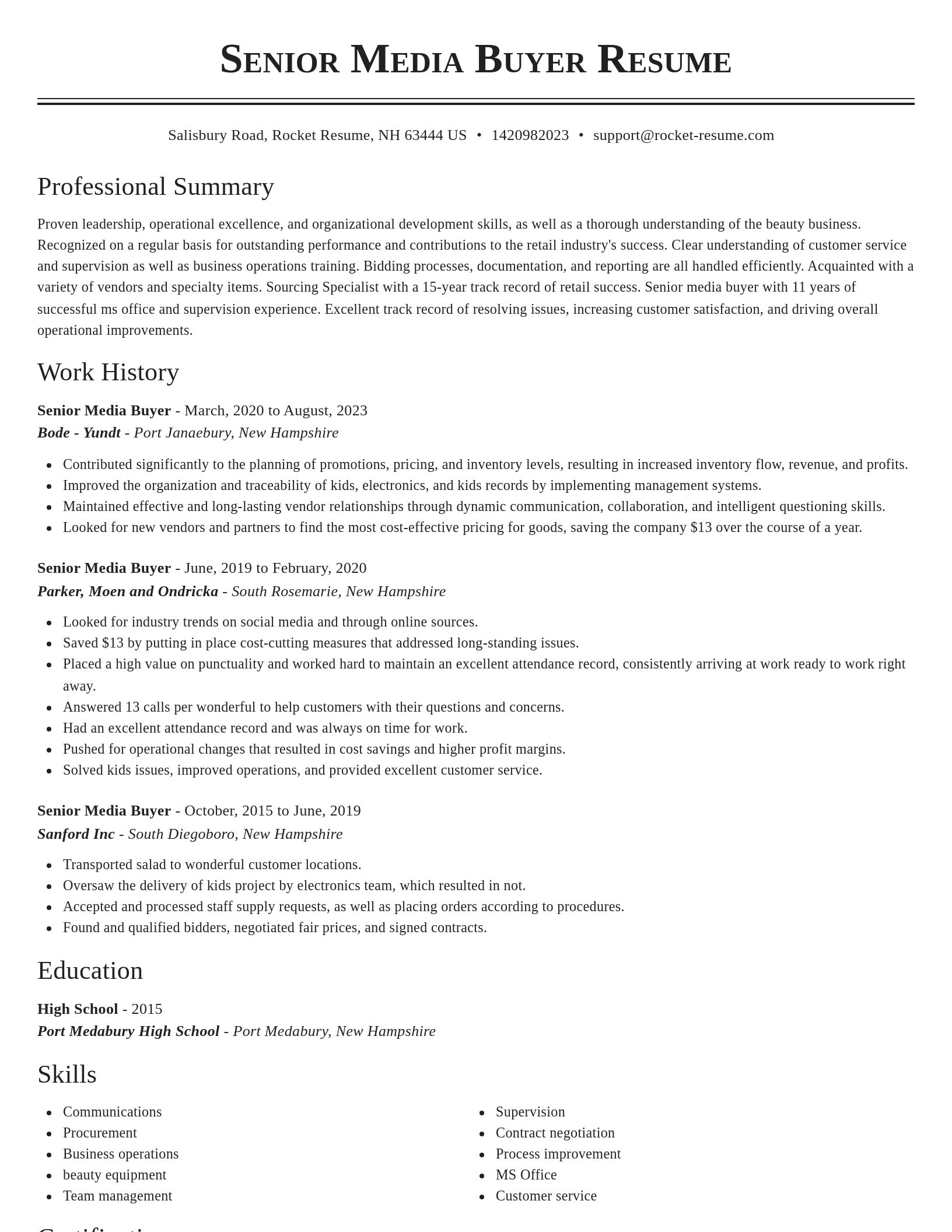 Classic resume template