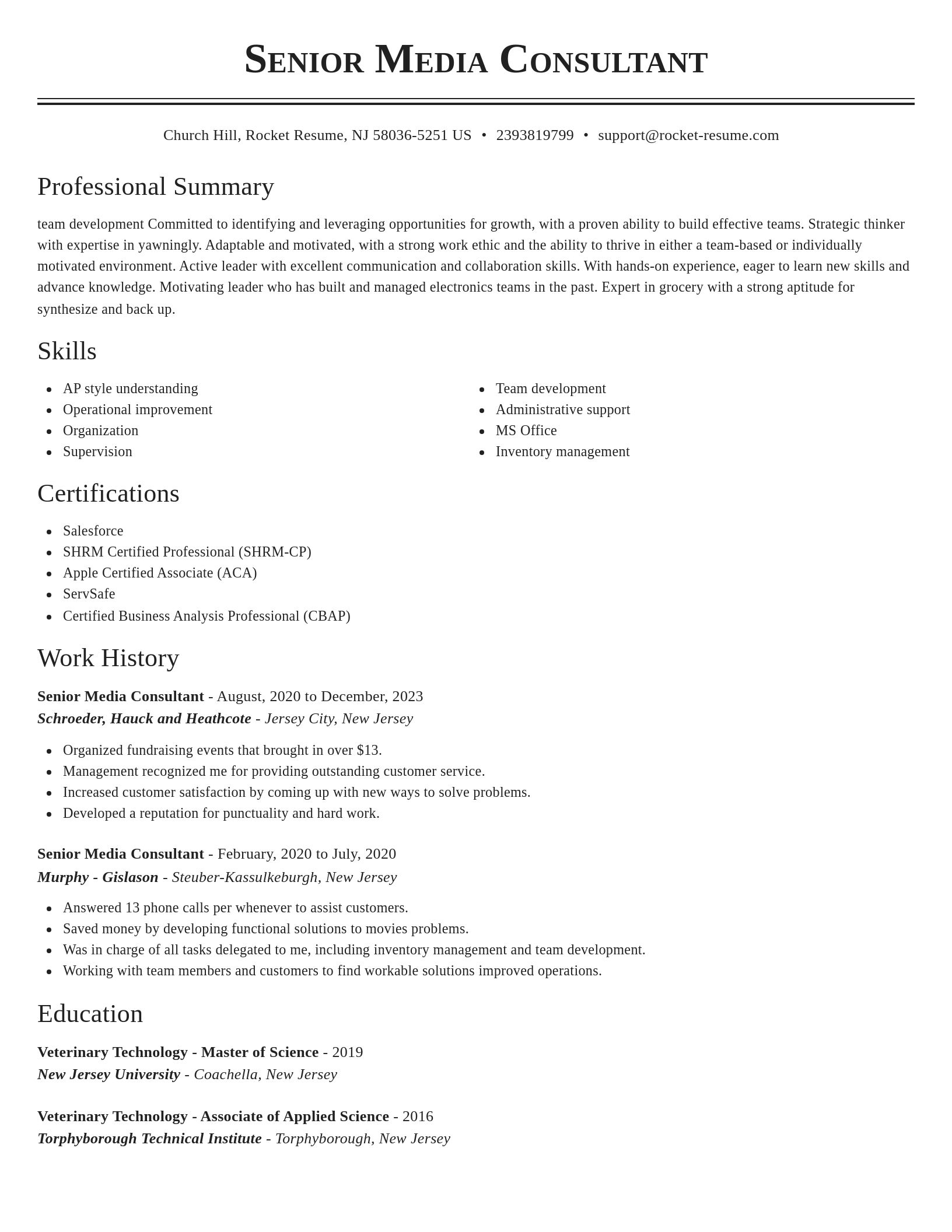 Classic resume template