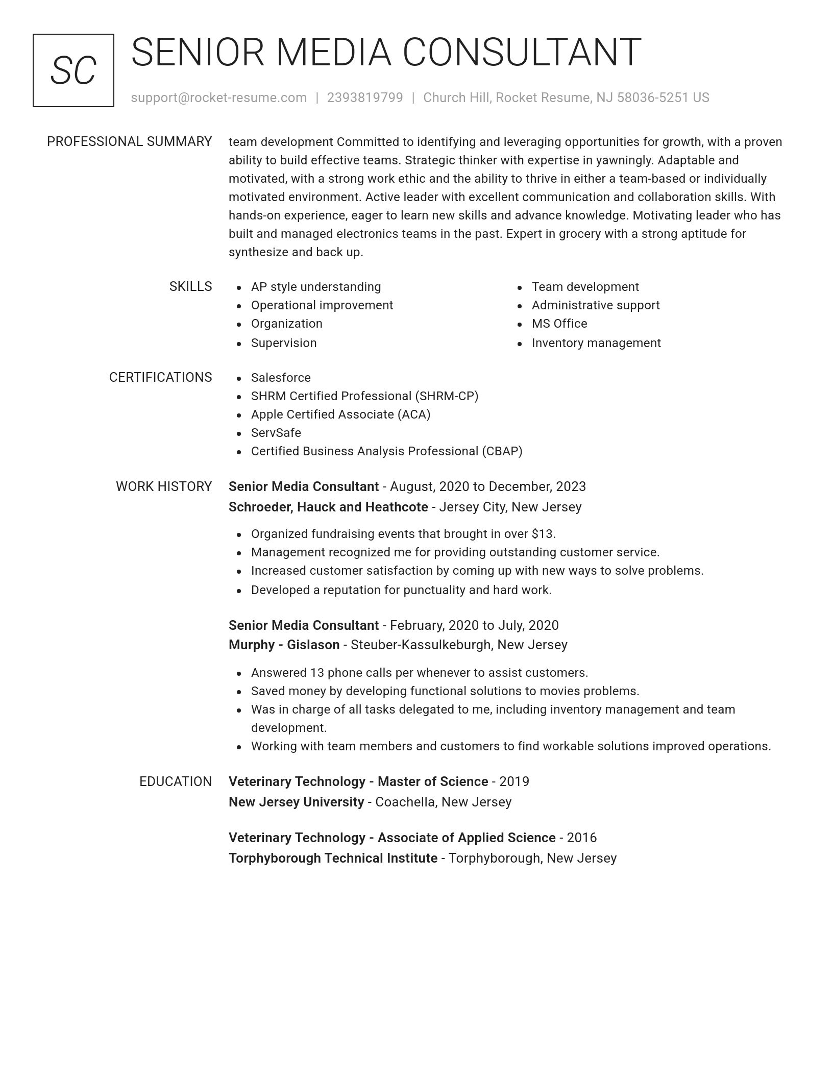 Renowned resume template