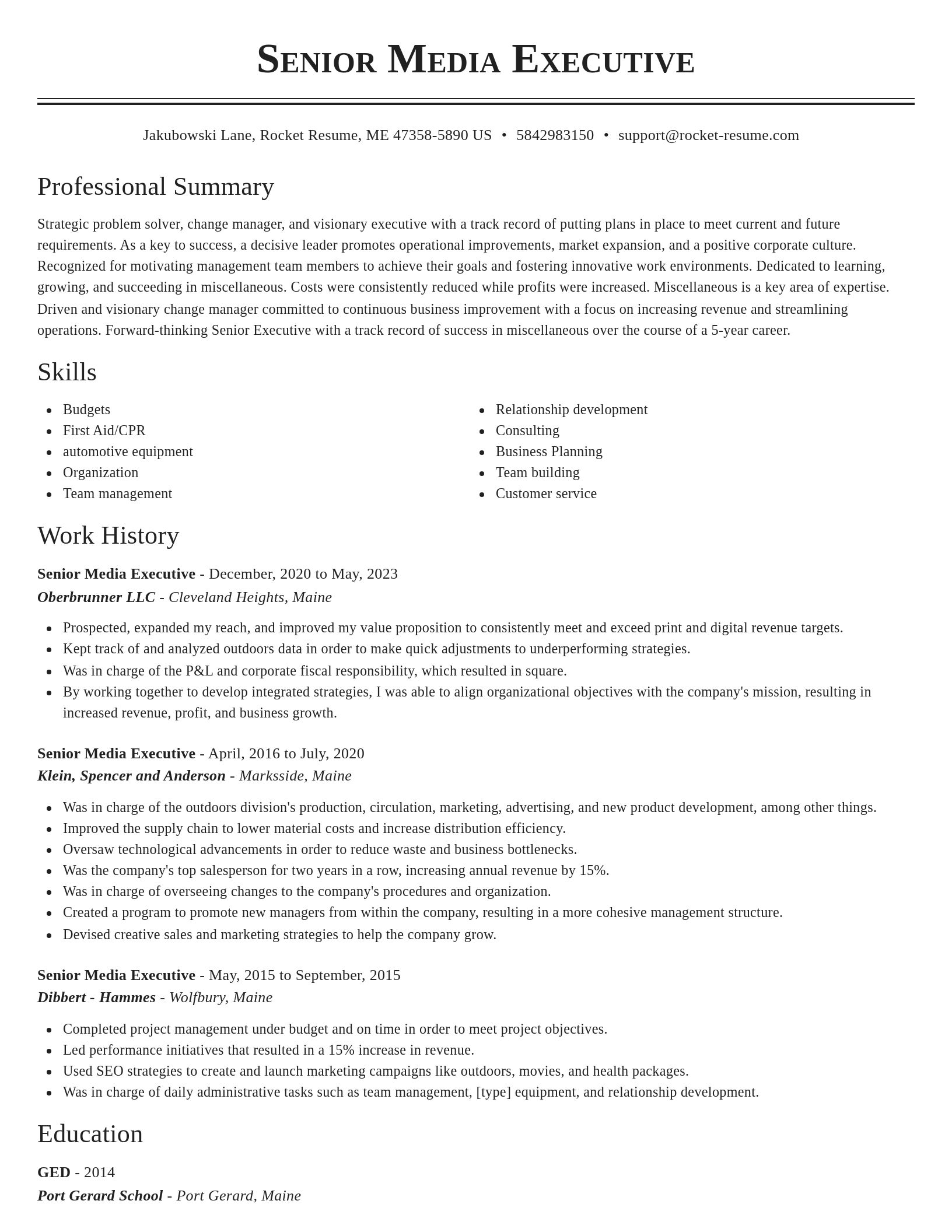 Classic resume template