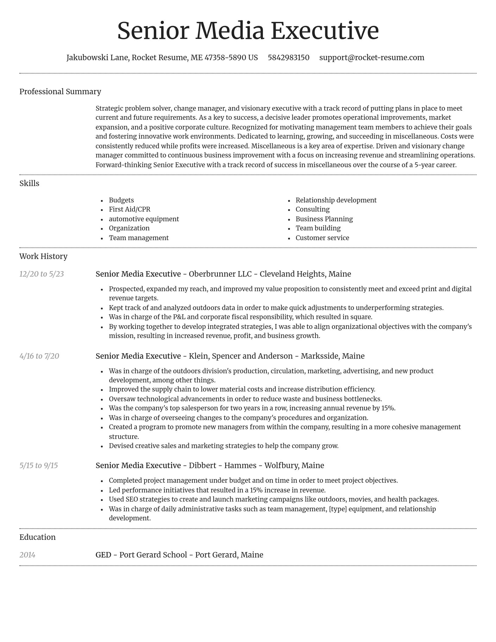 Dignified resume template