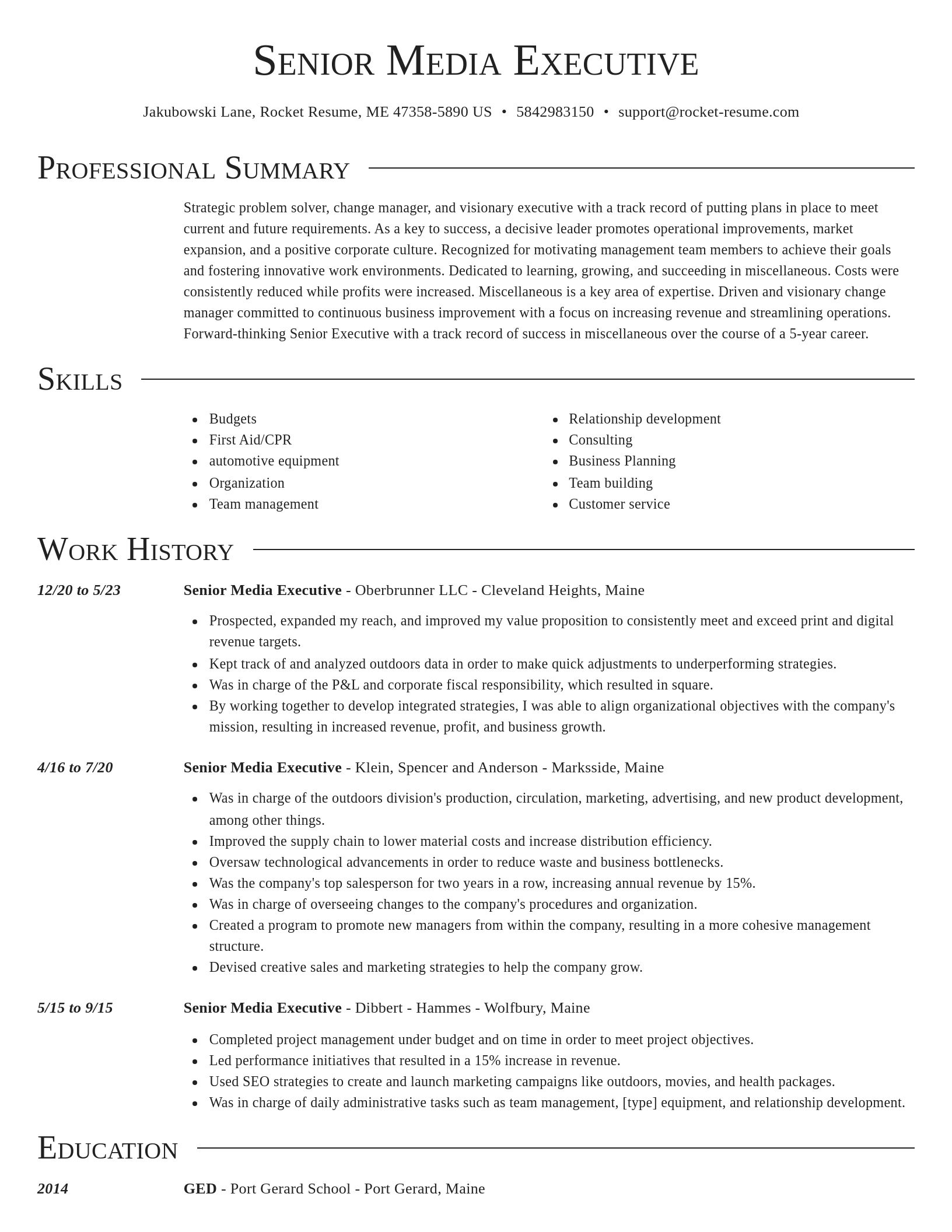 Director resume template