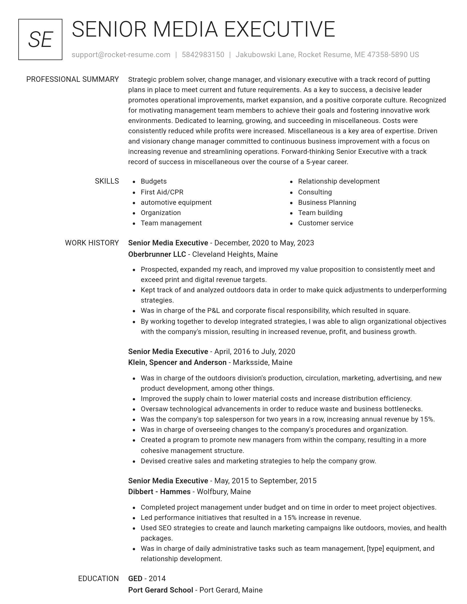 Renowned resume template