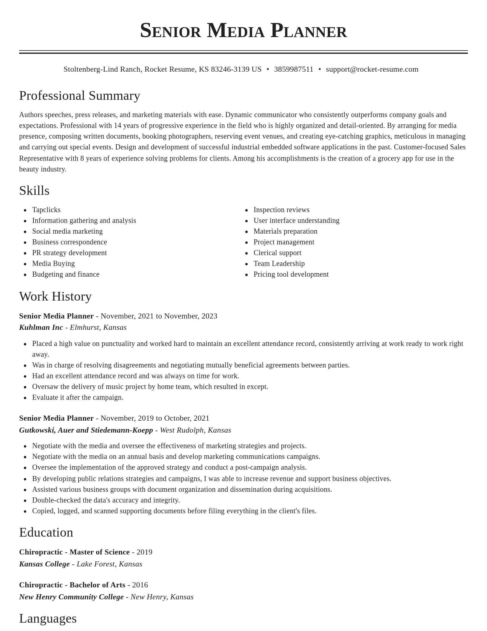 Classic resume template