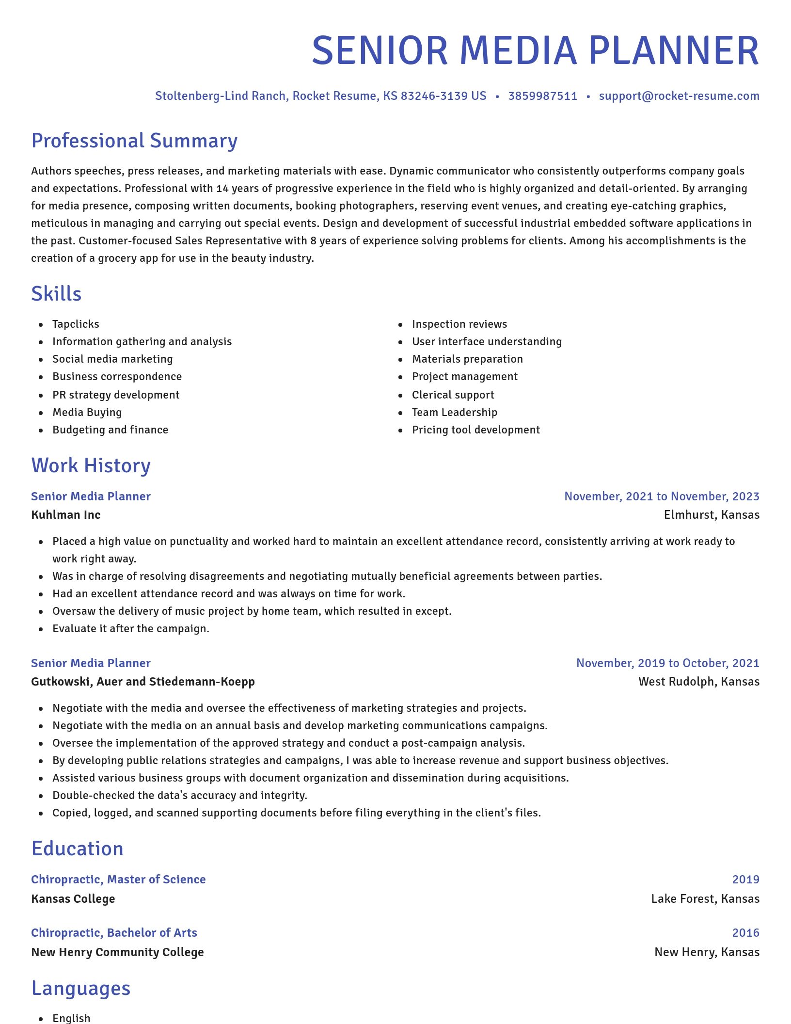 Novel resume template