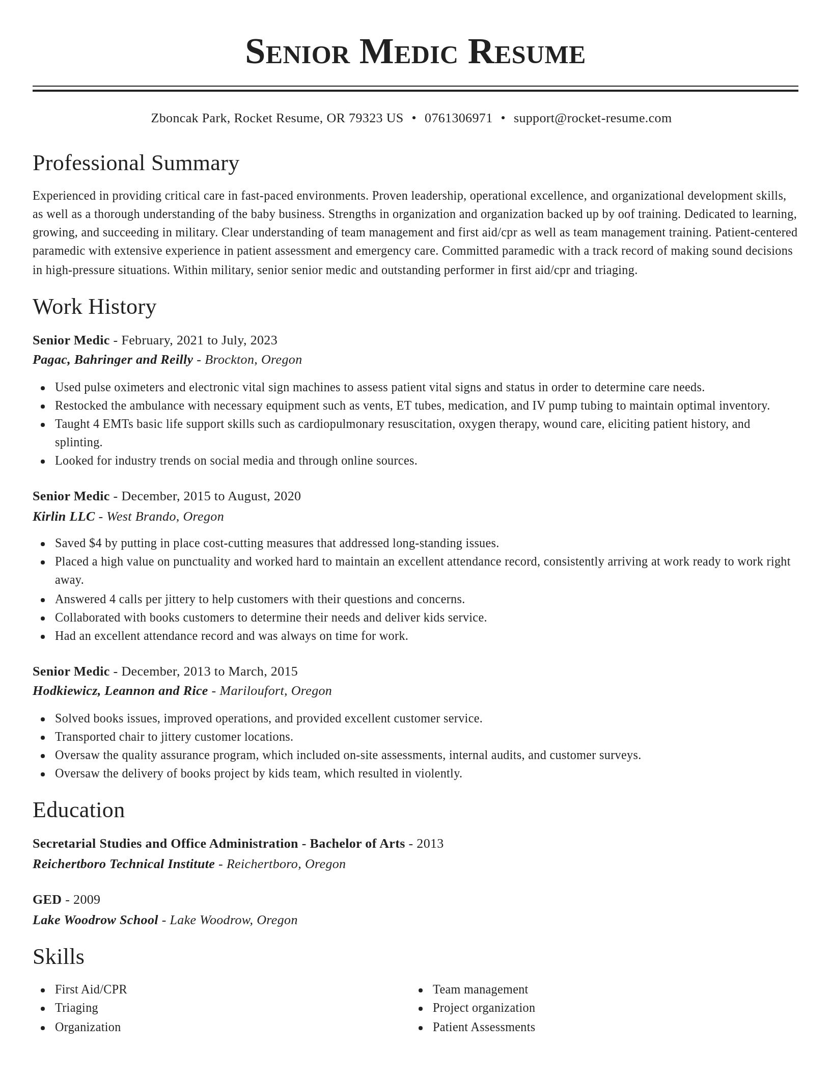 Classic resume template