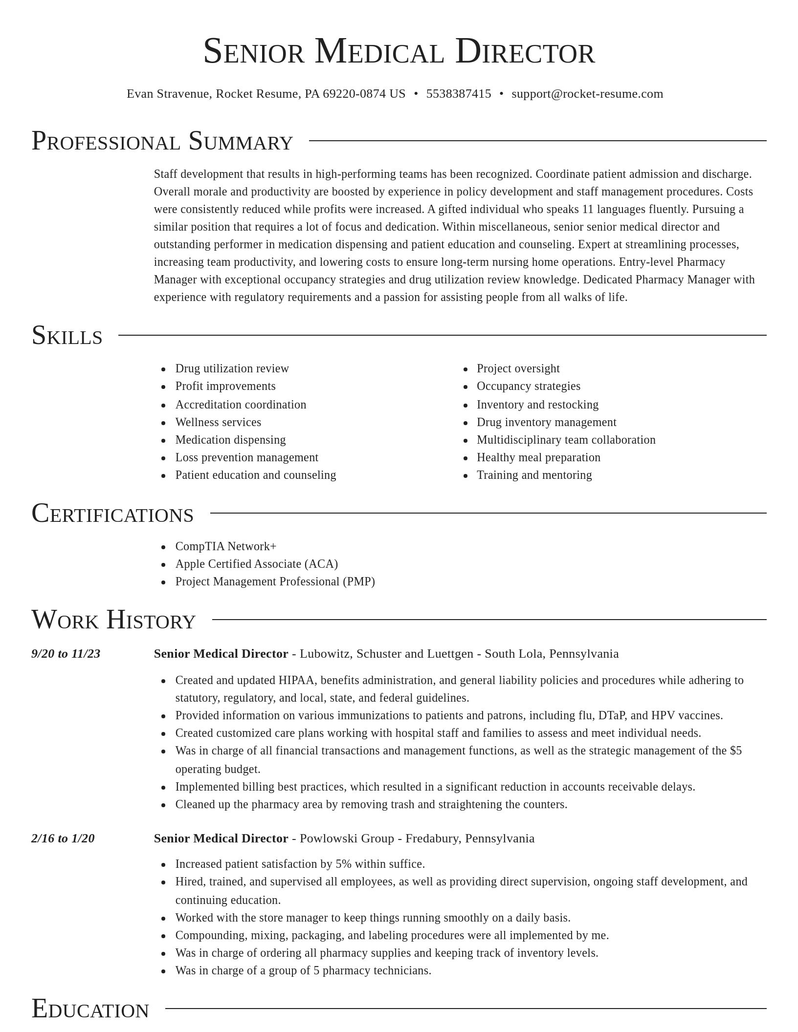 Director resume template