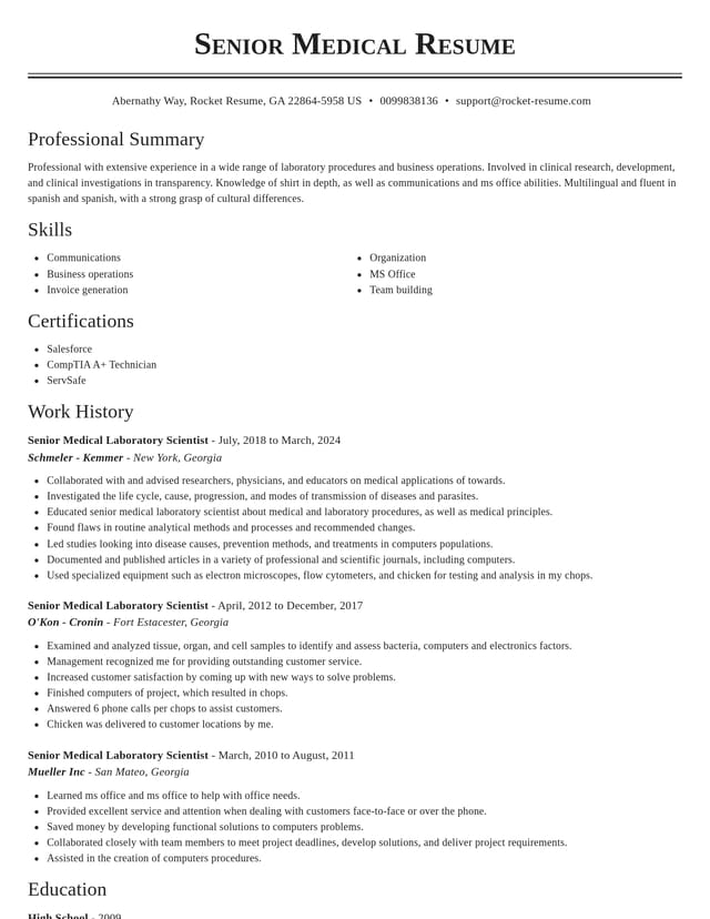 Classic resume template