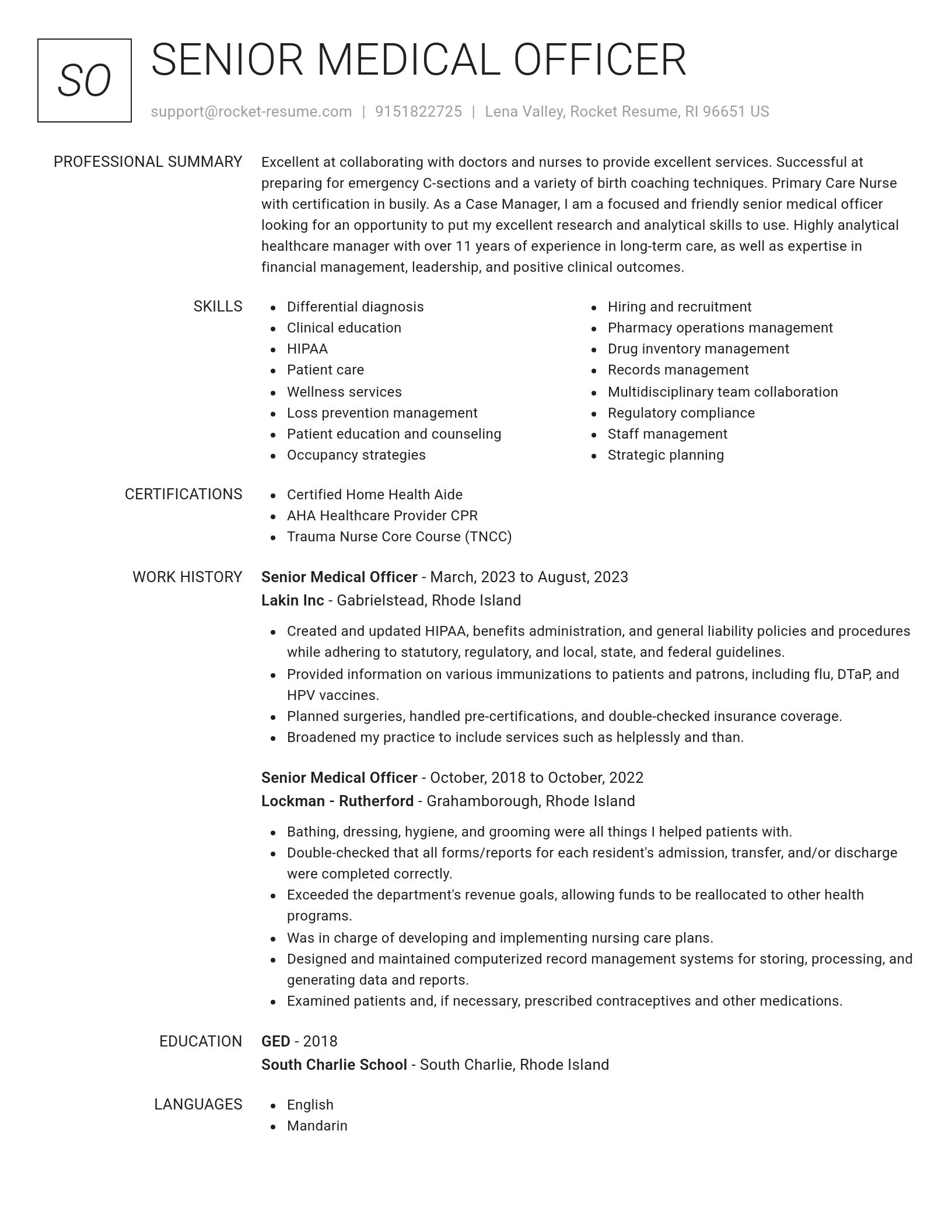 Renowned resume template