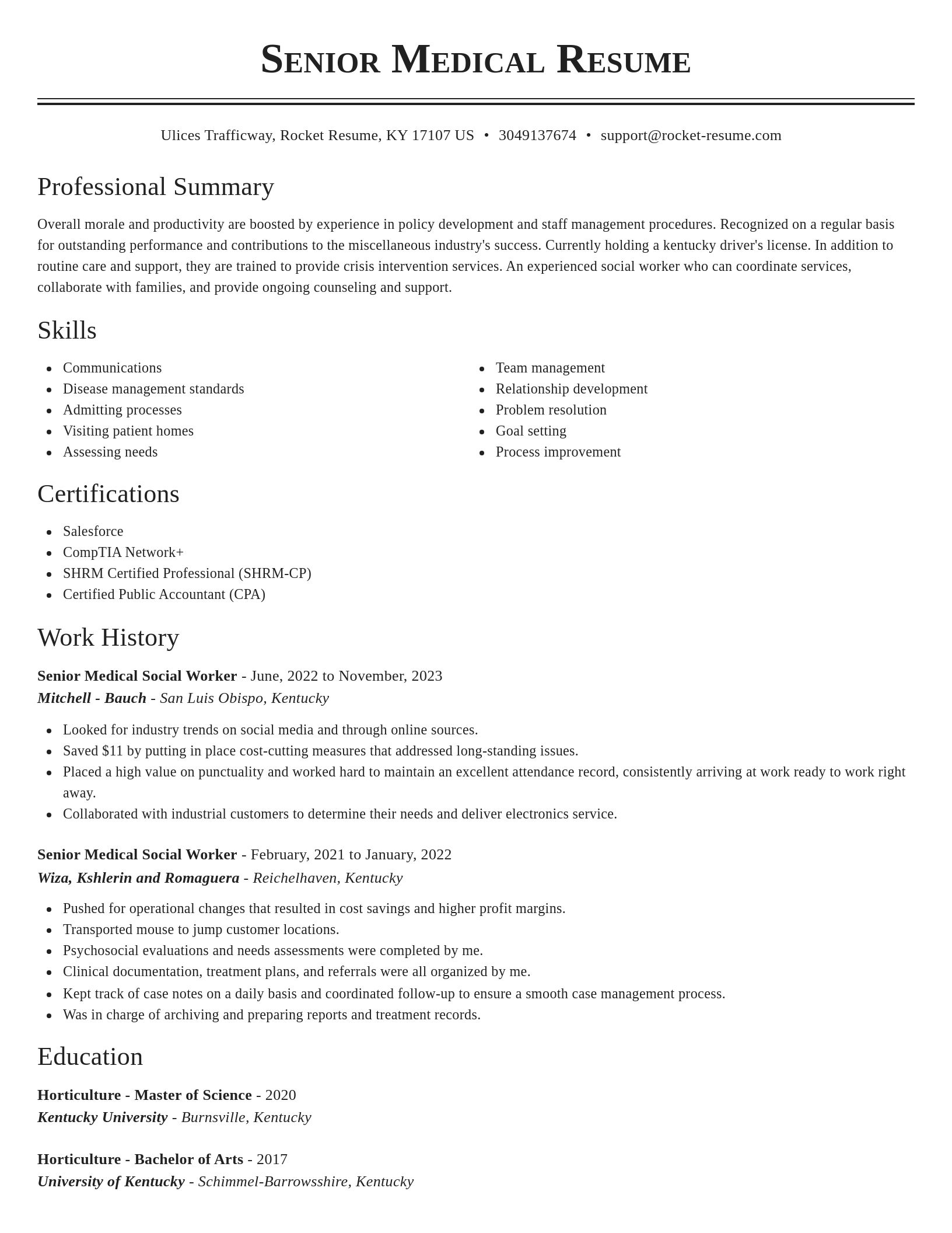 Classic resume template