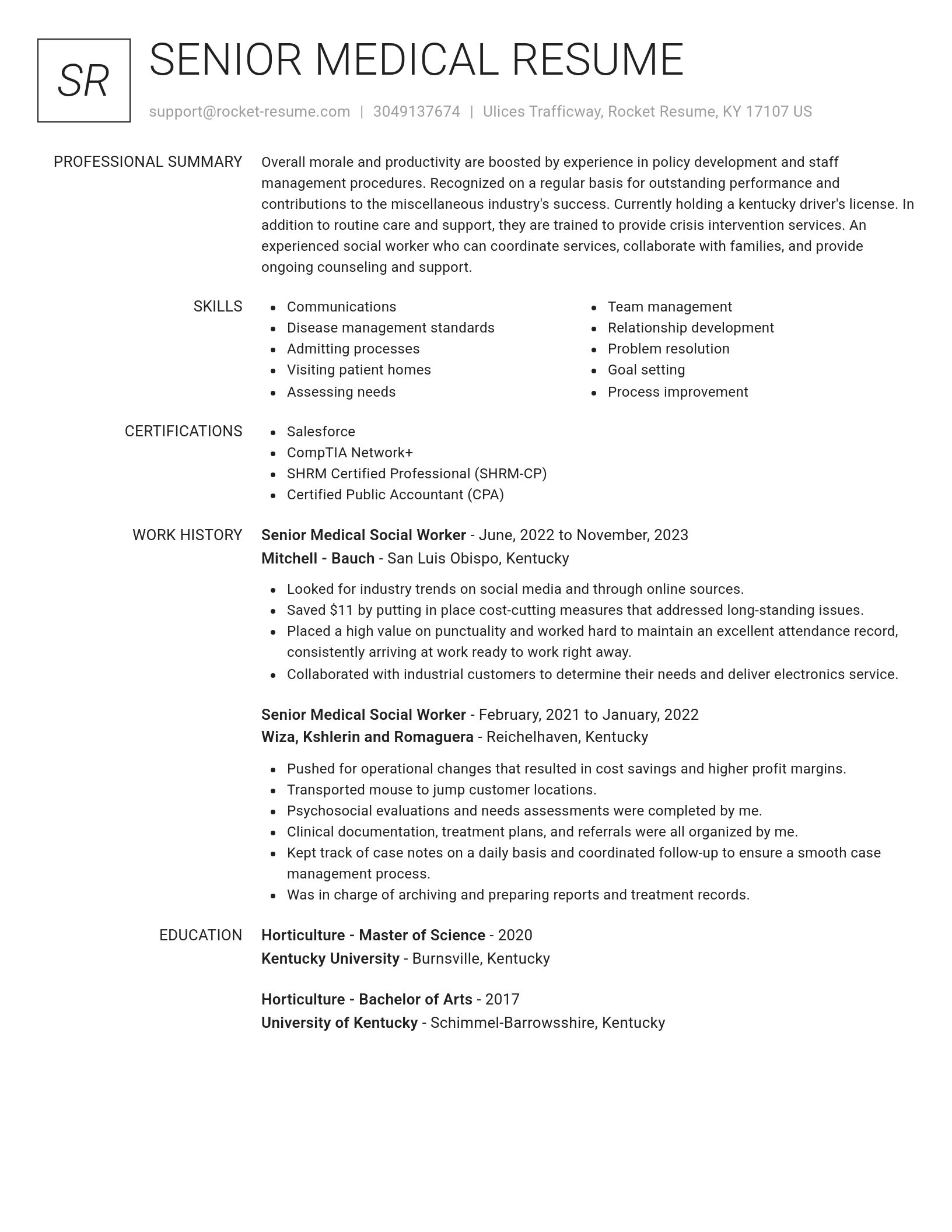 Renowned resume template