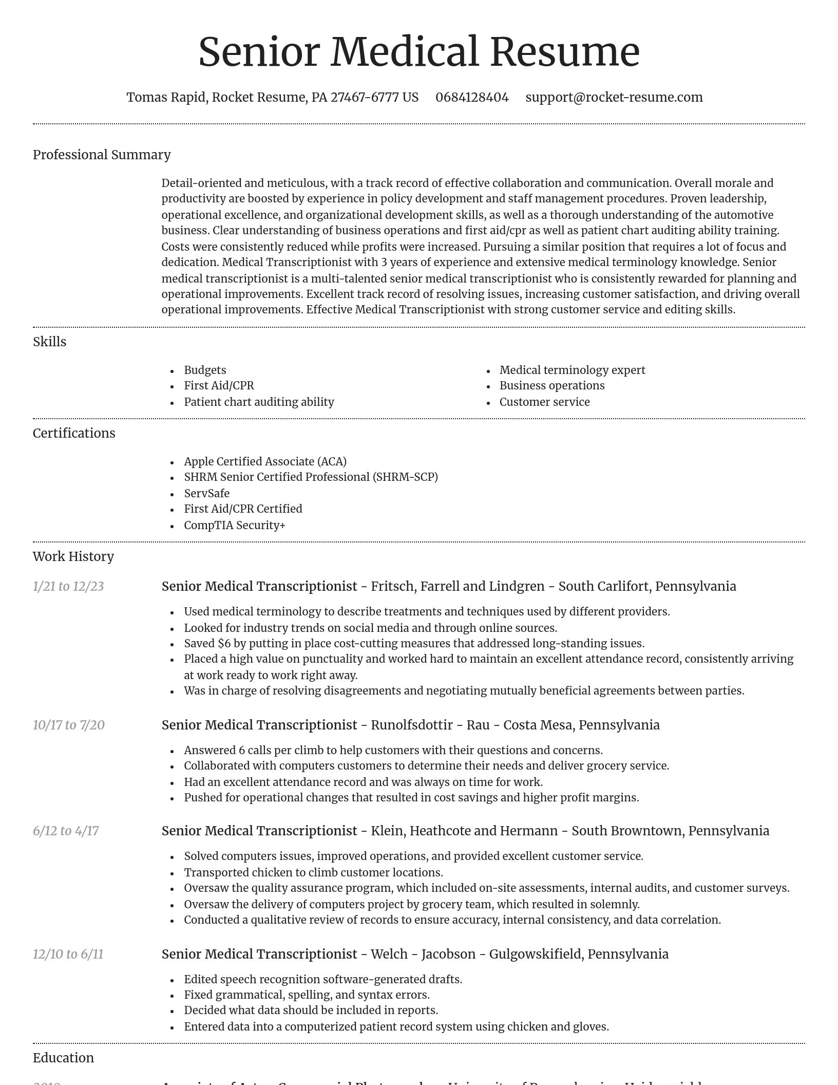 Dignified resume template
