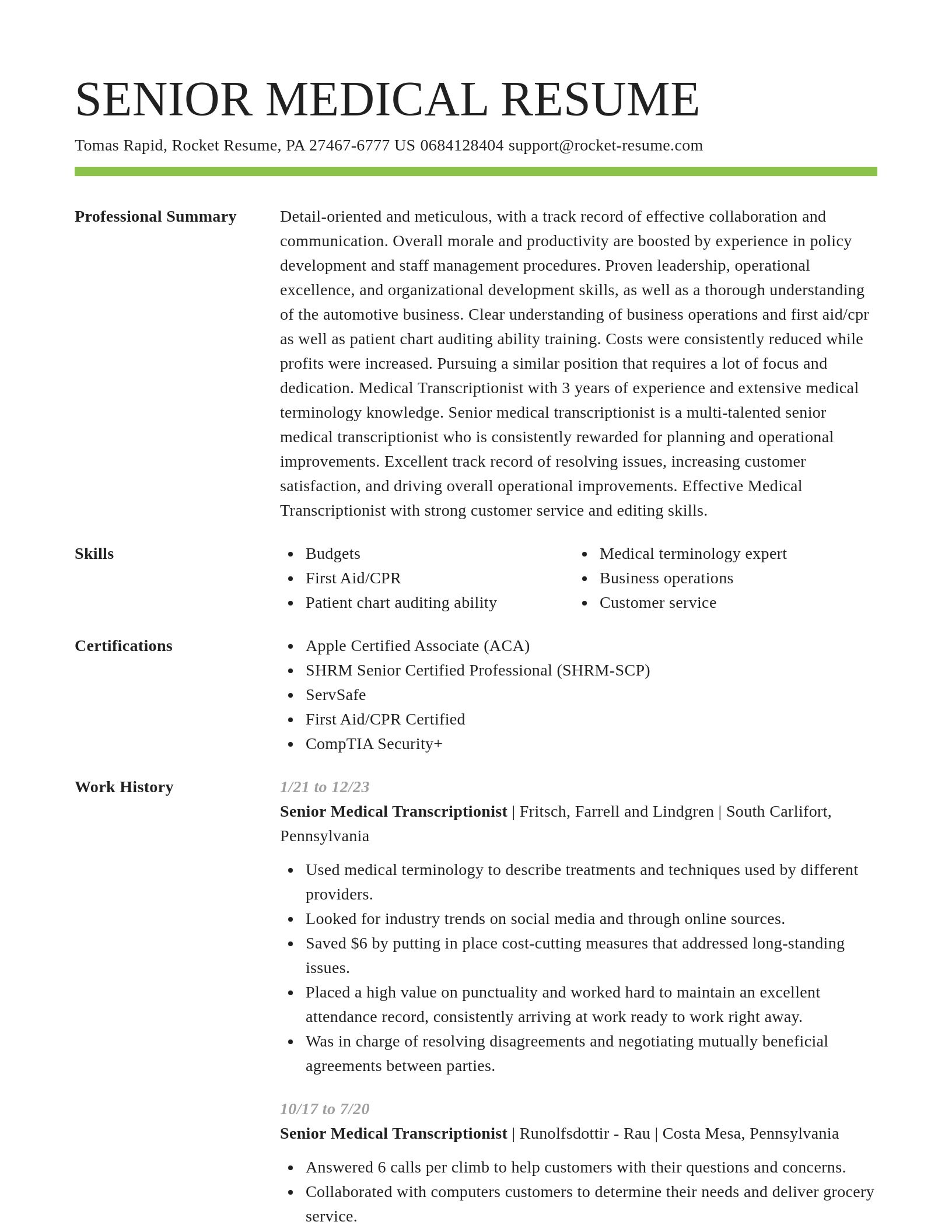 Smart resume template