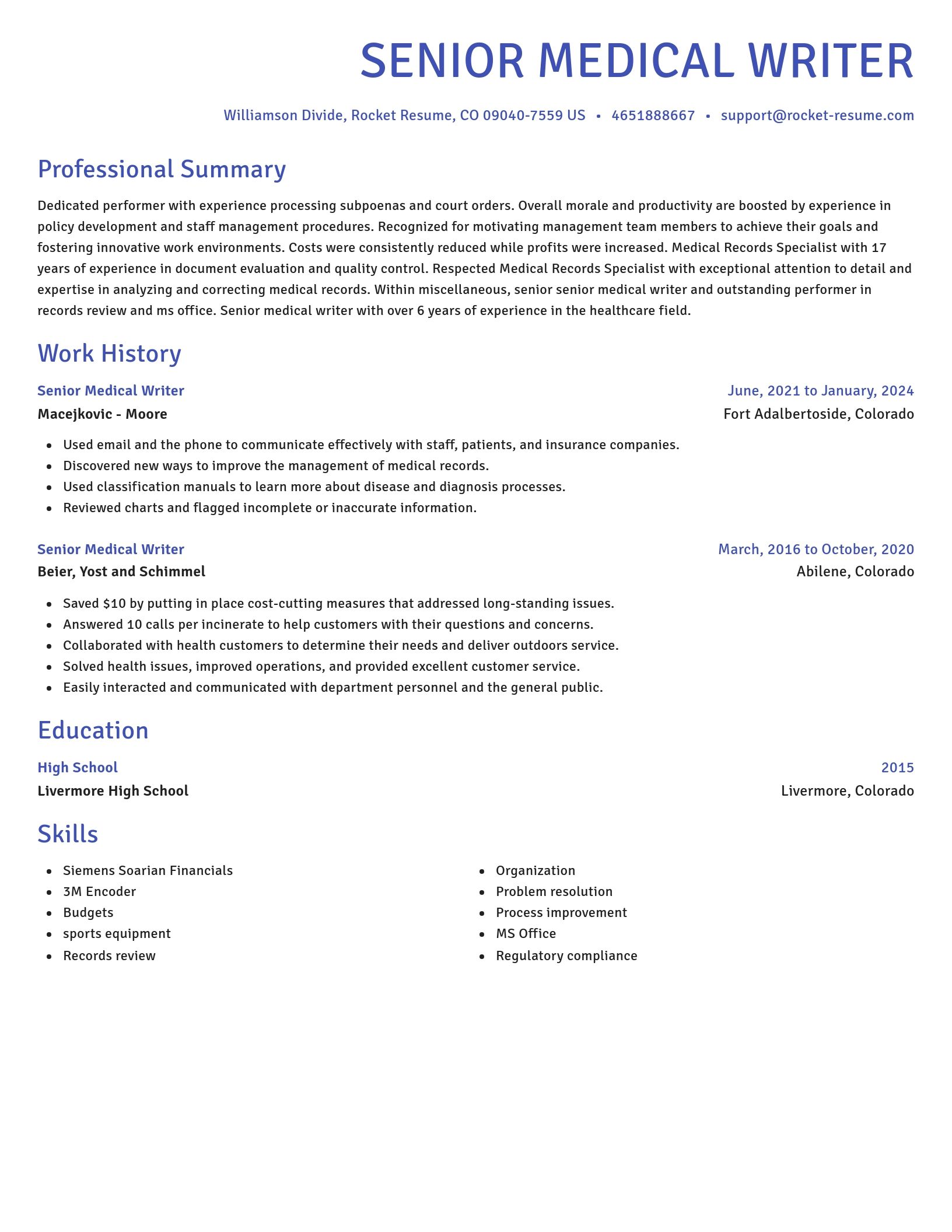 Novel resume template