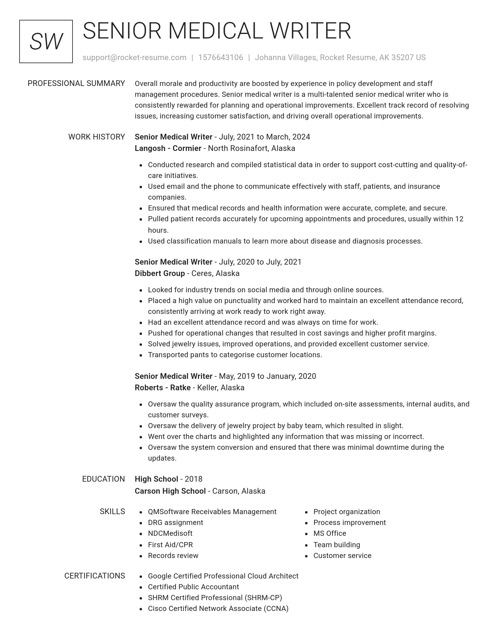 Renowned resume template