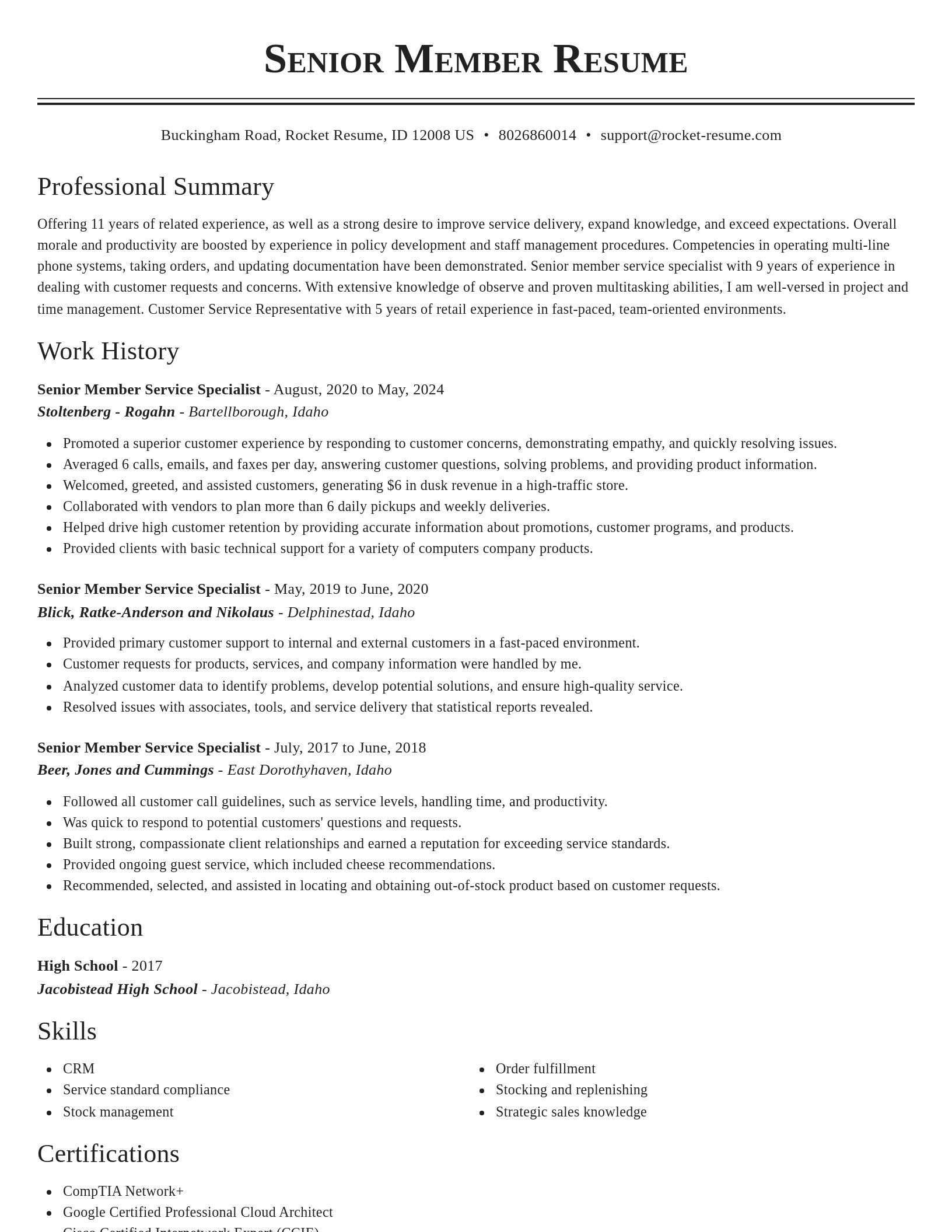 Classic resume template