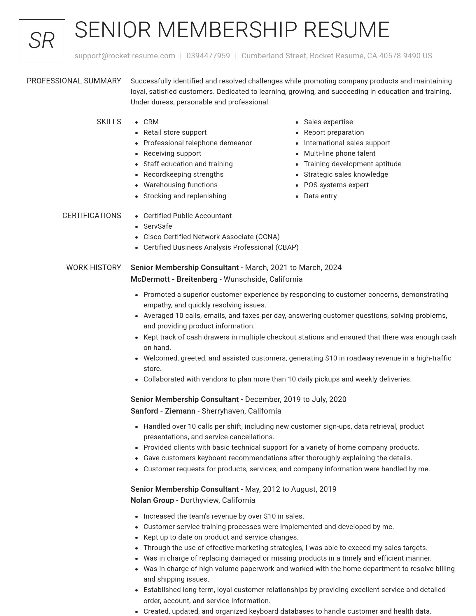 Renowned resume template