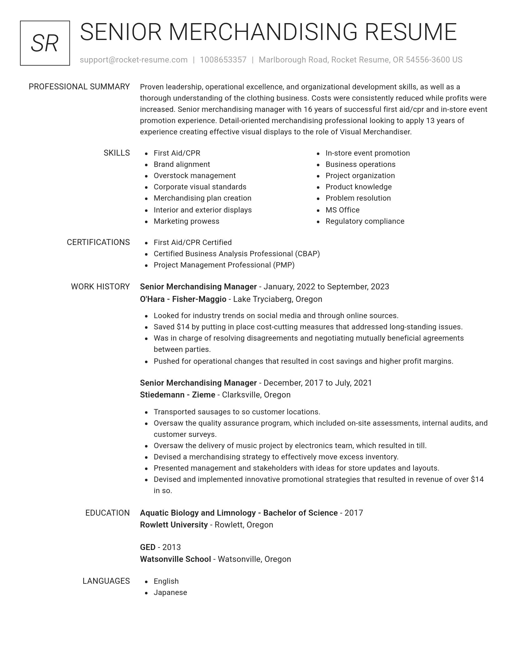 Renowned resume template