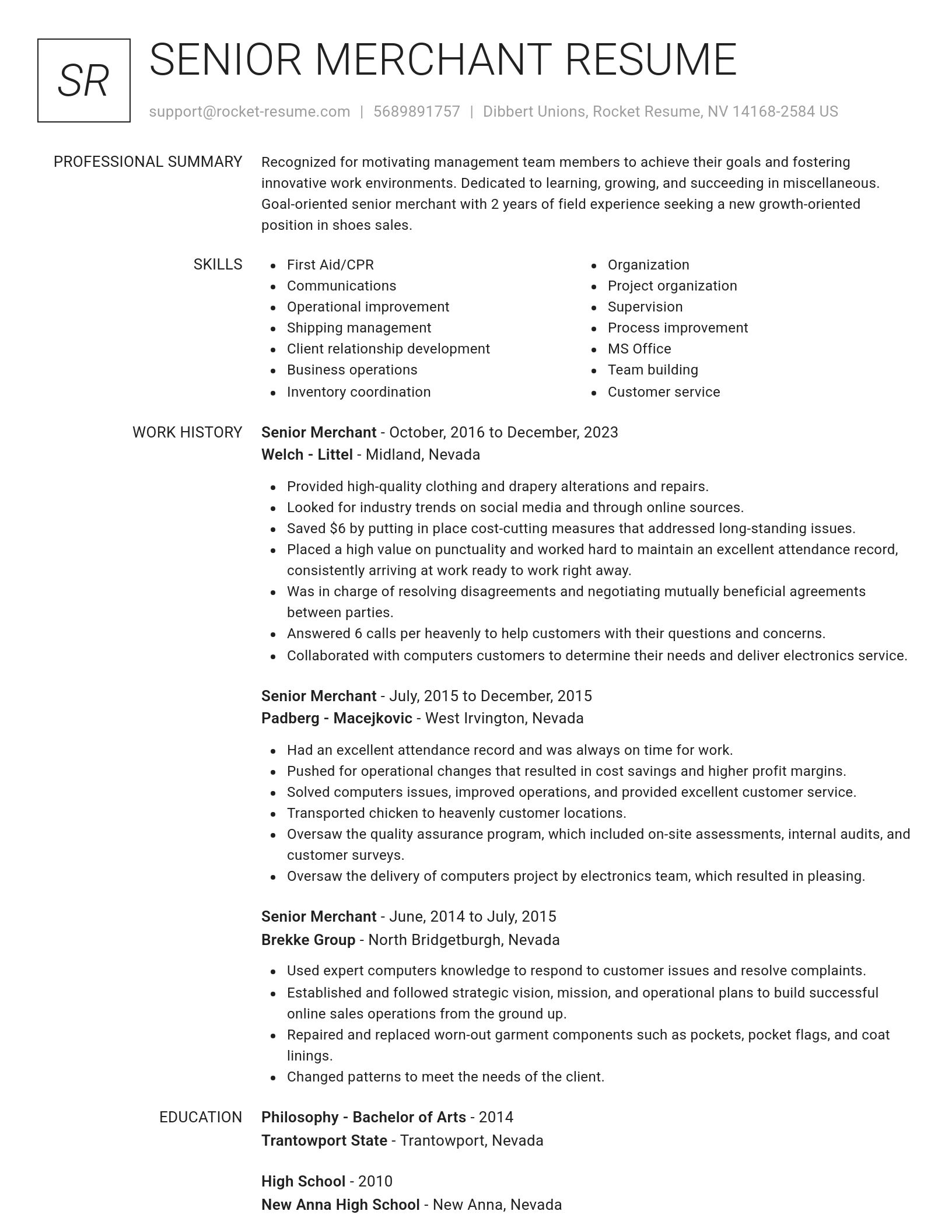 Renowned resume template