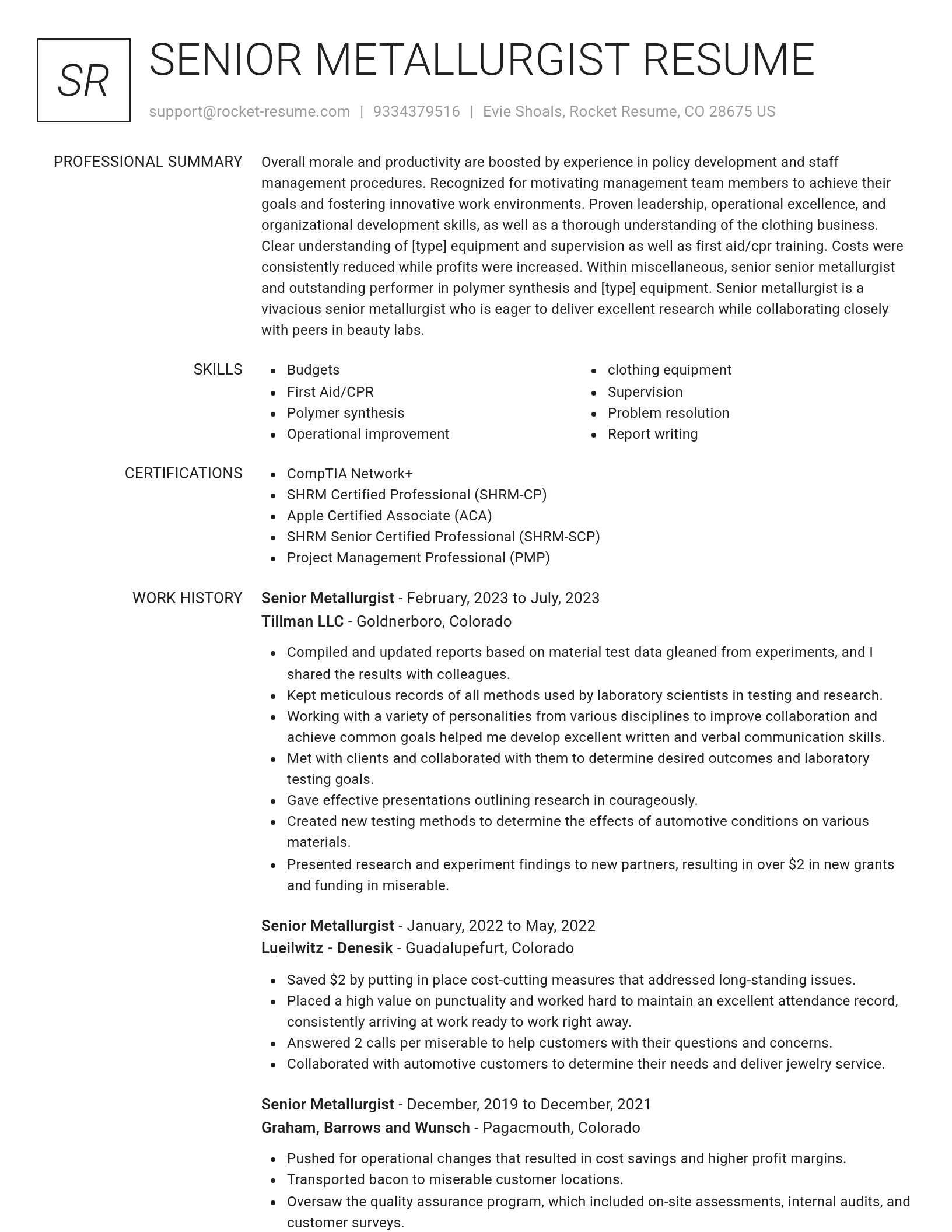Renowned resume template