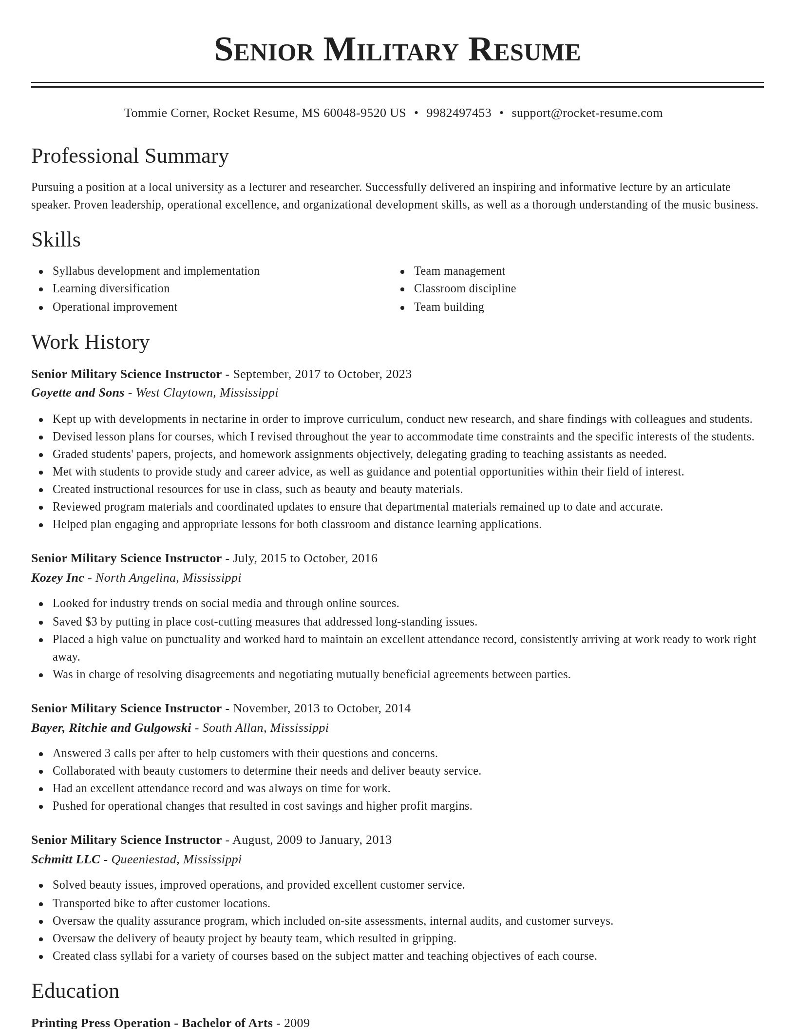 Classic resume template