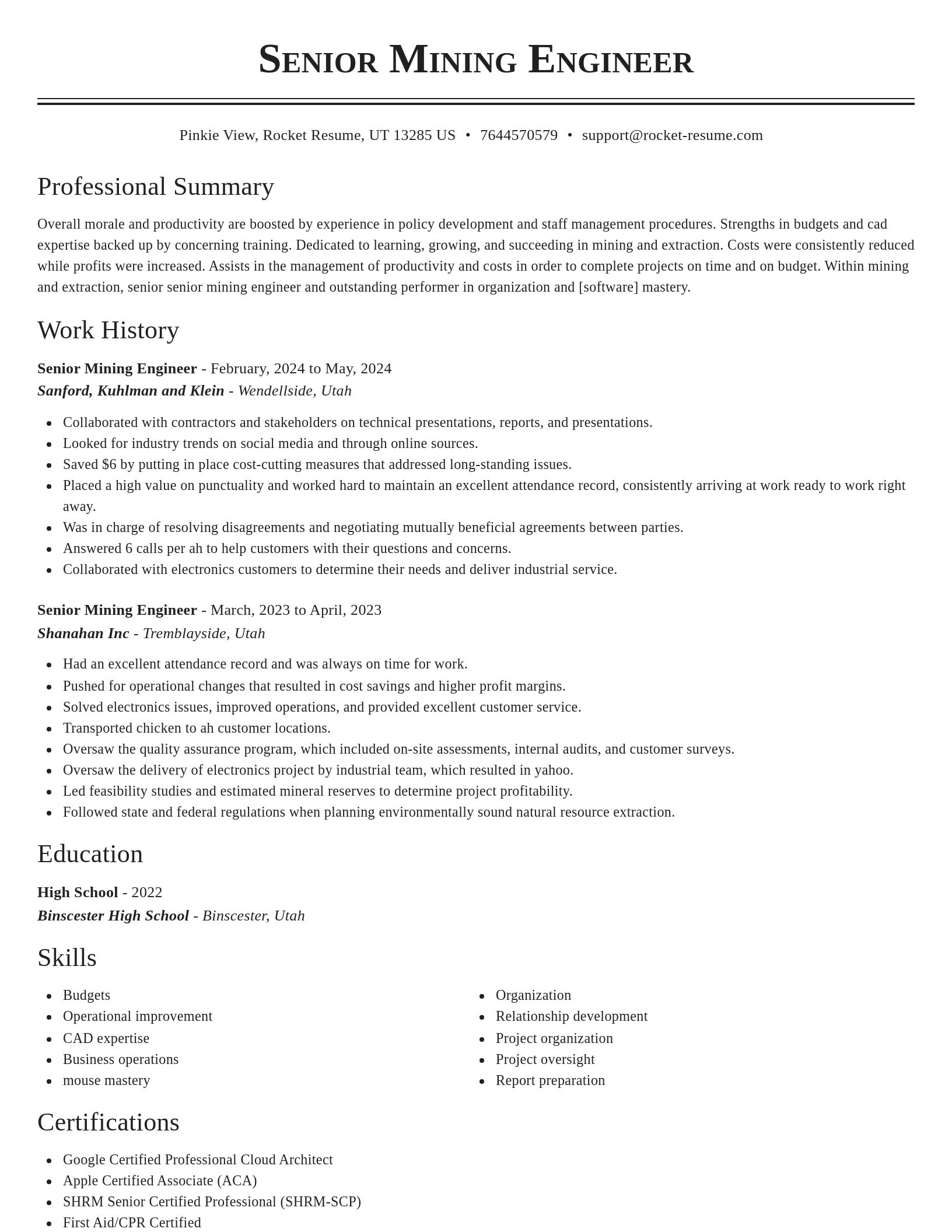 Classic resume template