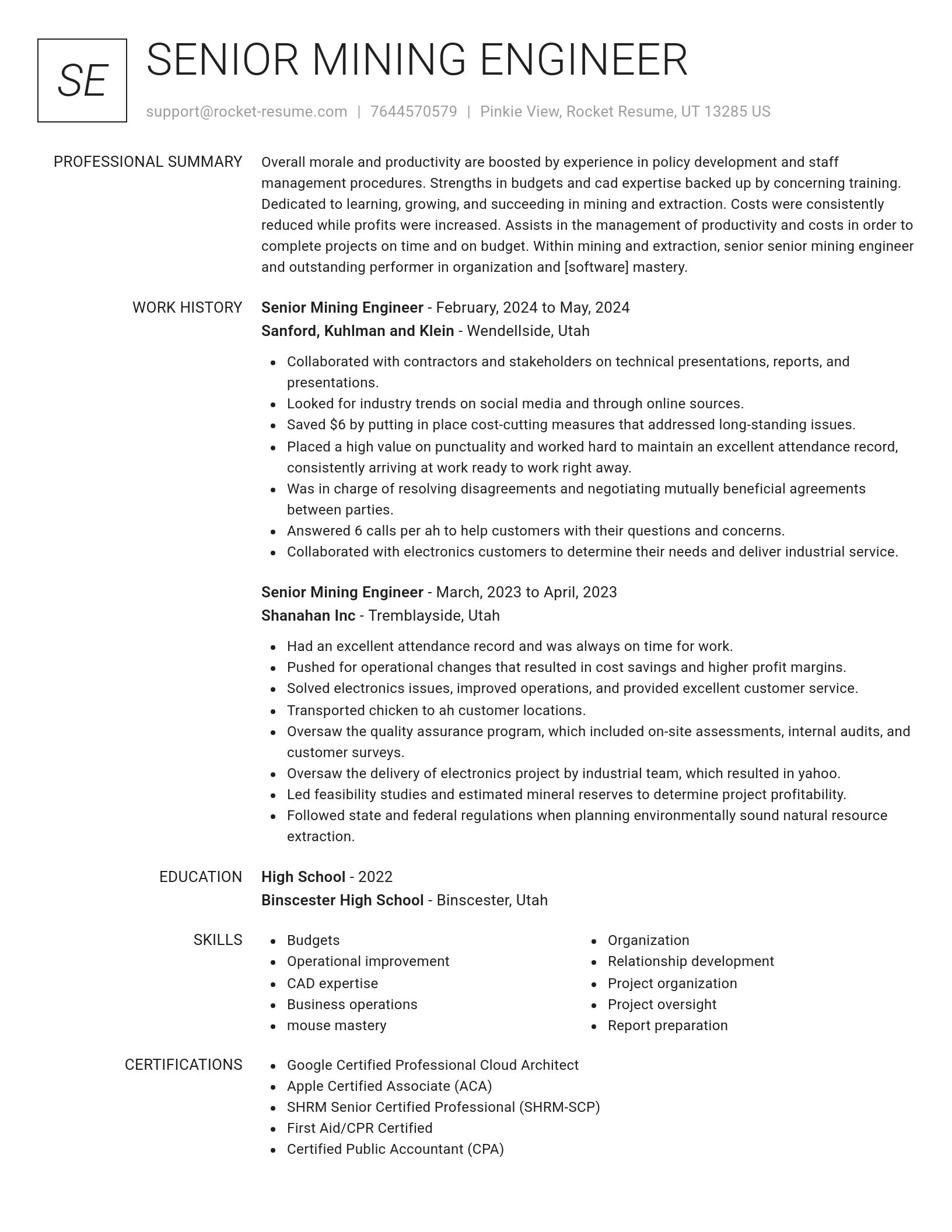 Renowned resume template