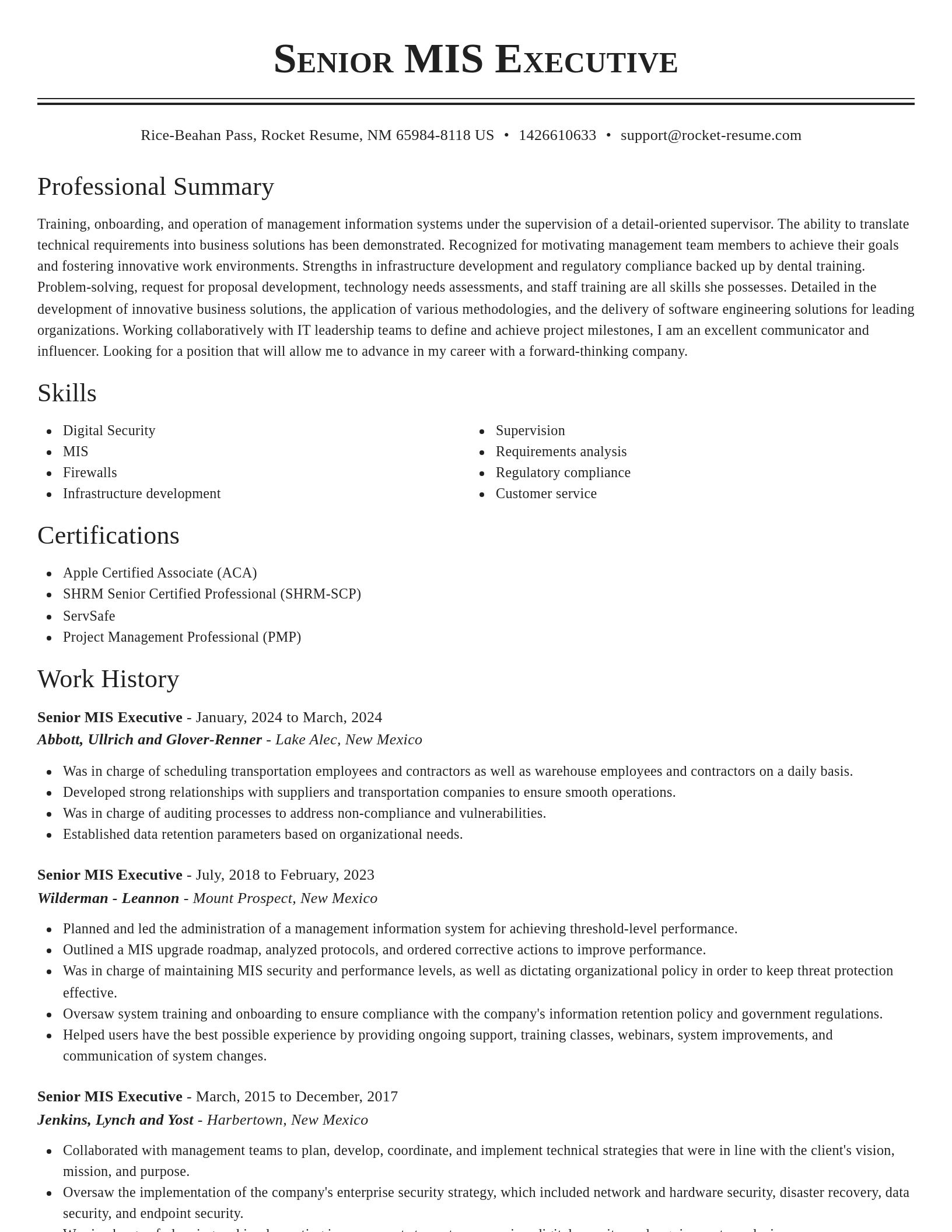 Classic resume template