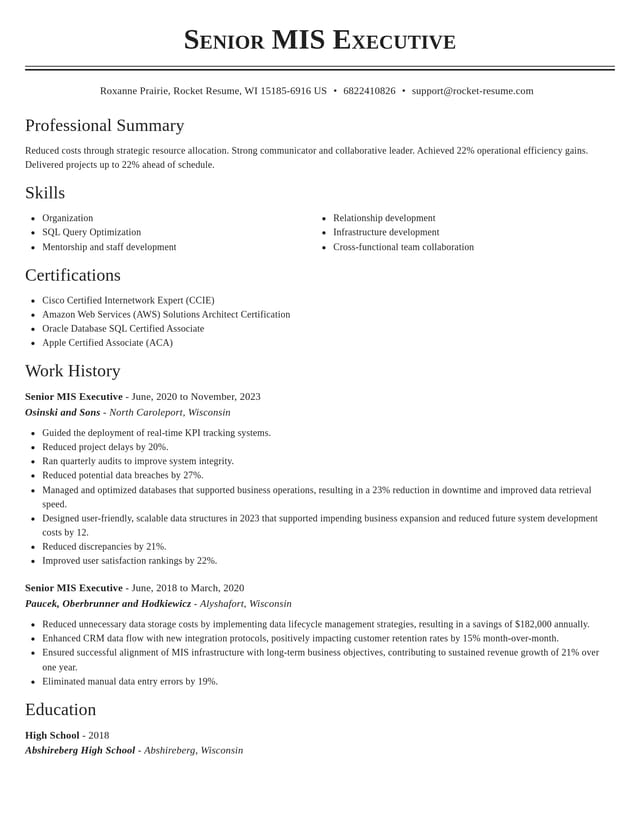 Classic resume template