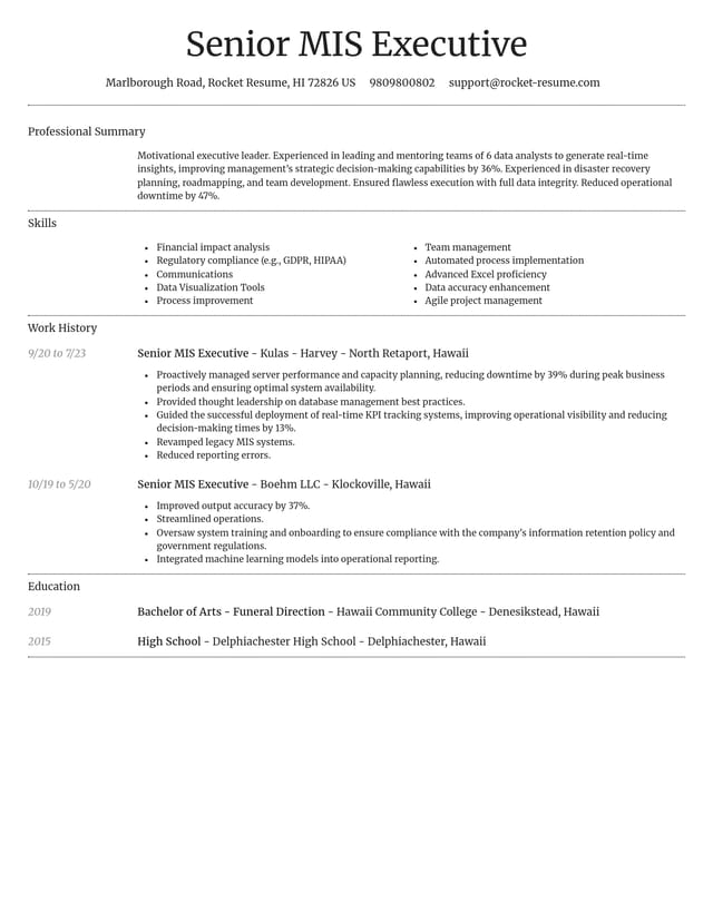 Dignified resume template