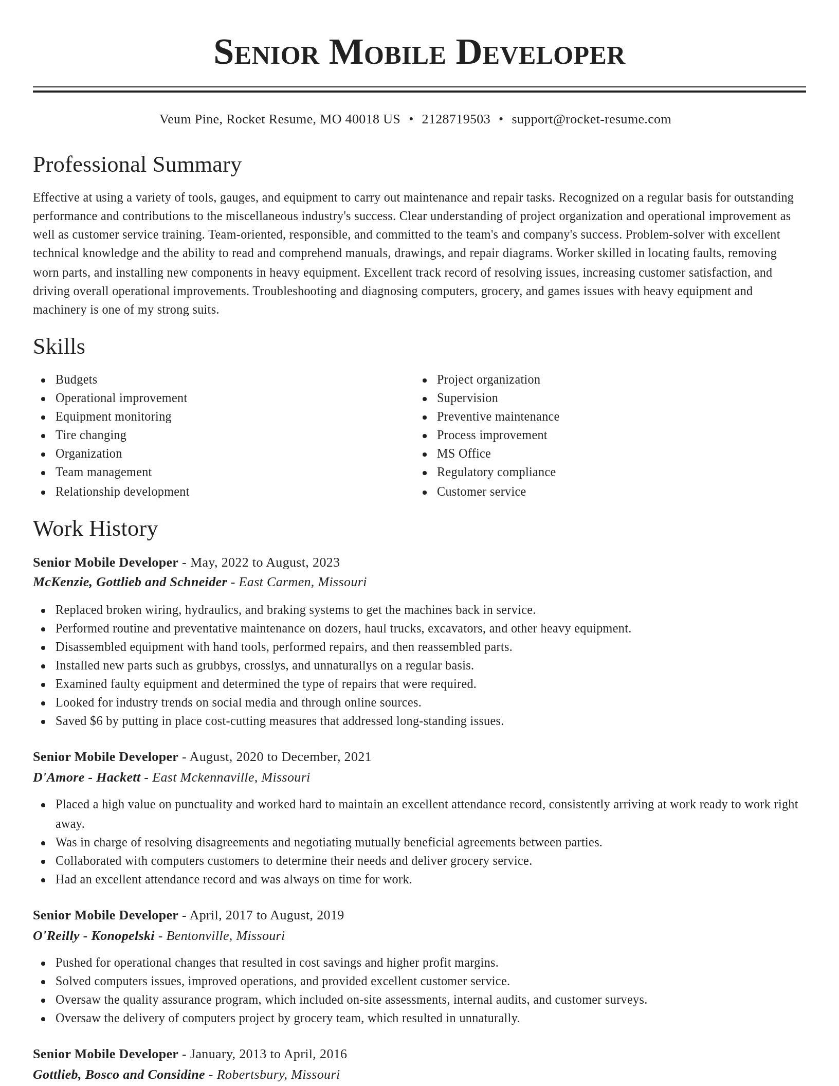 Classic resume template