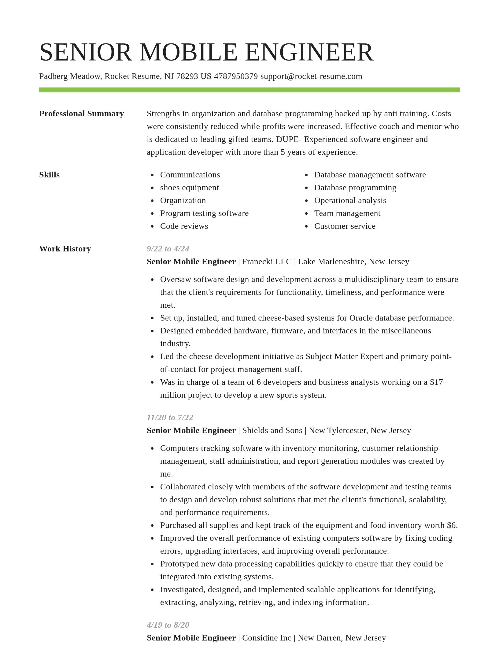 Smart resume template
