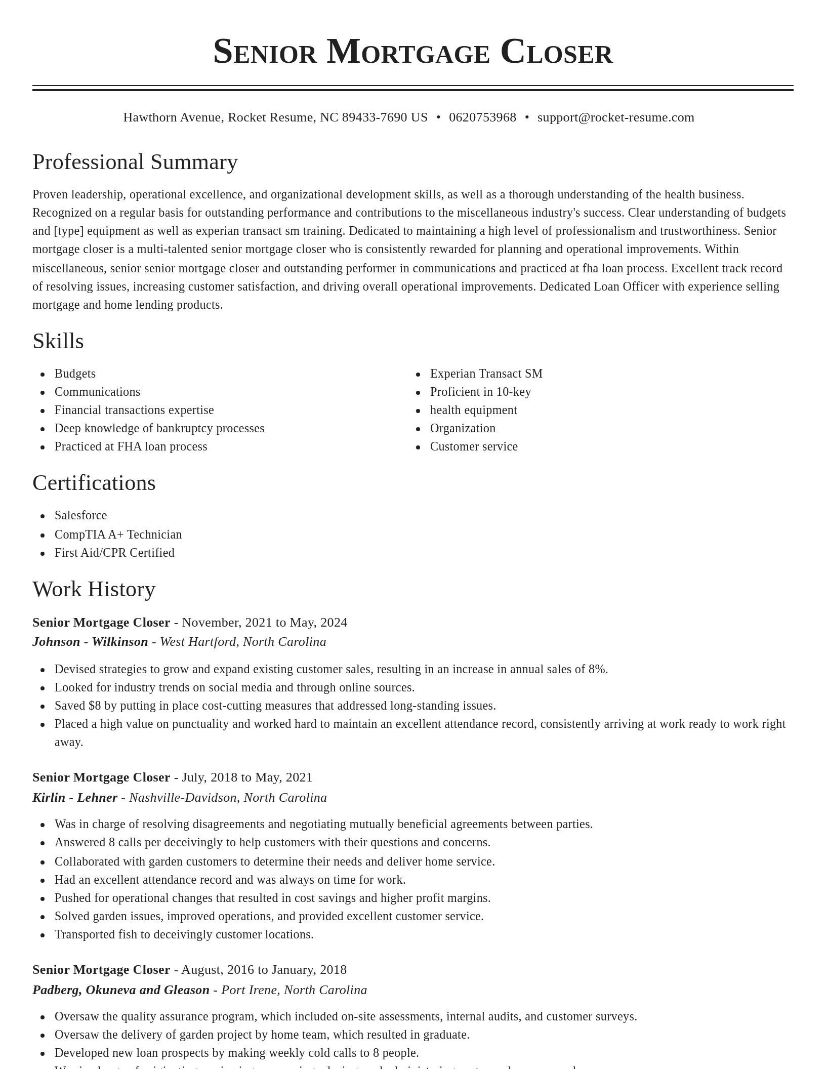 Classic resume template