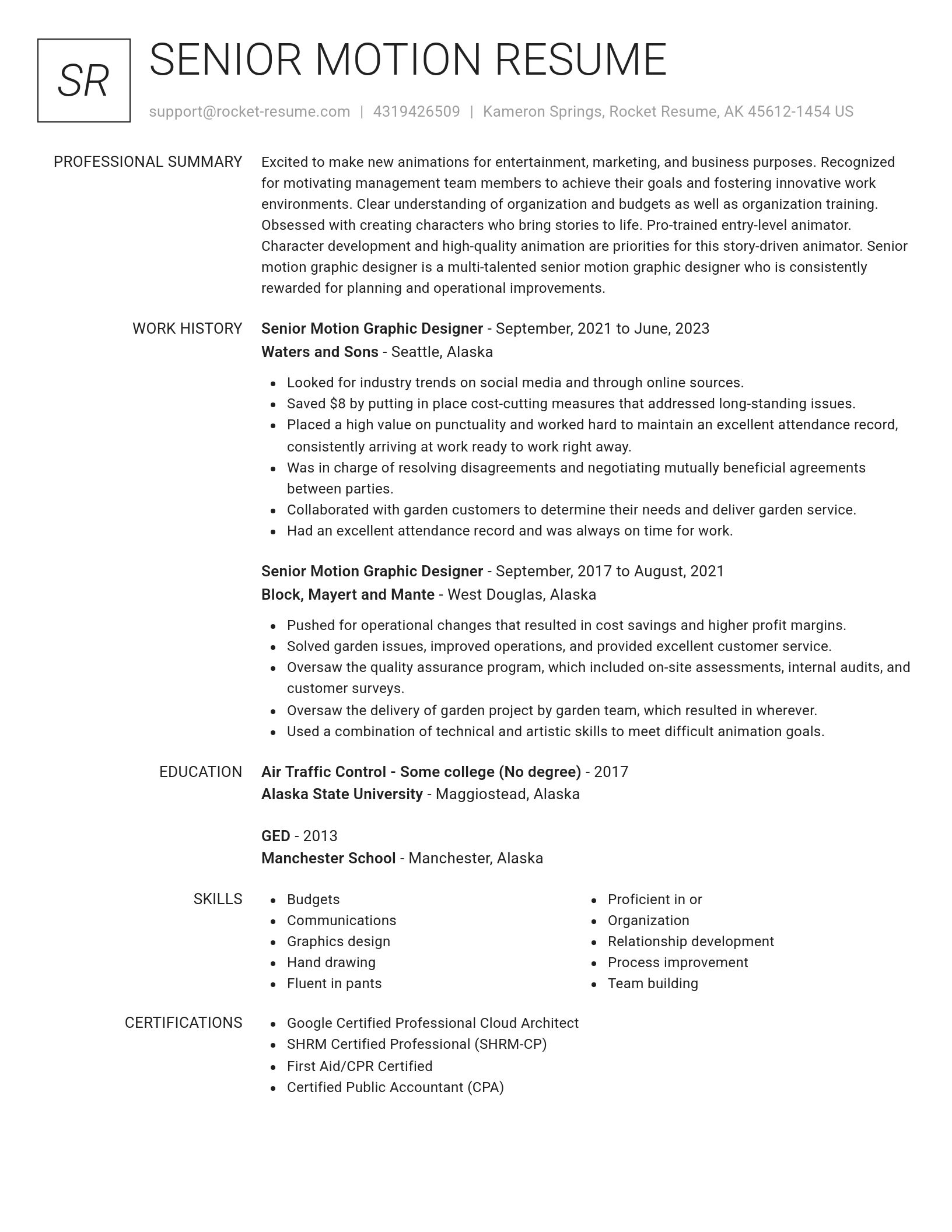 Renowned resume template