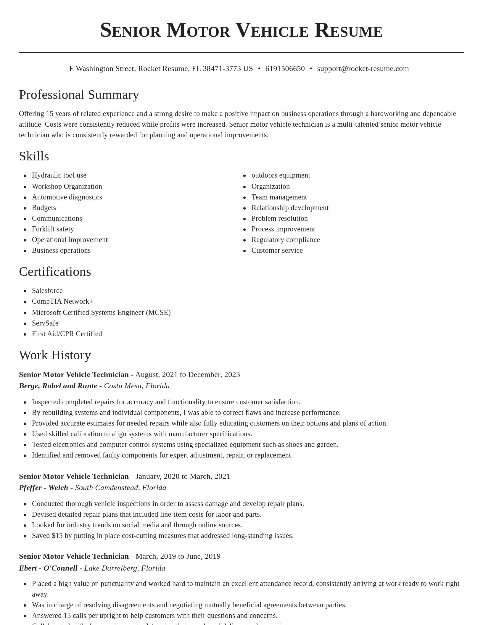 Classic resume template